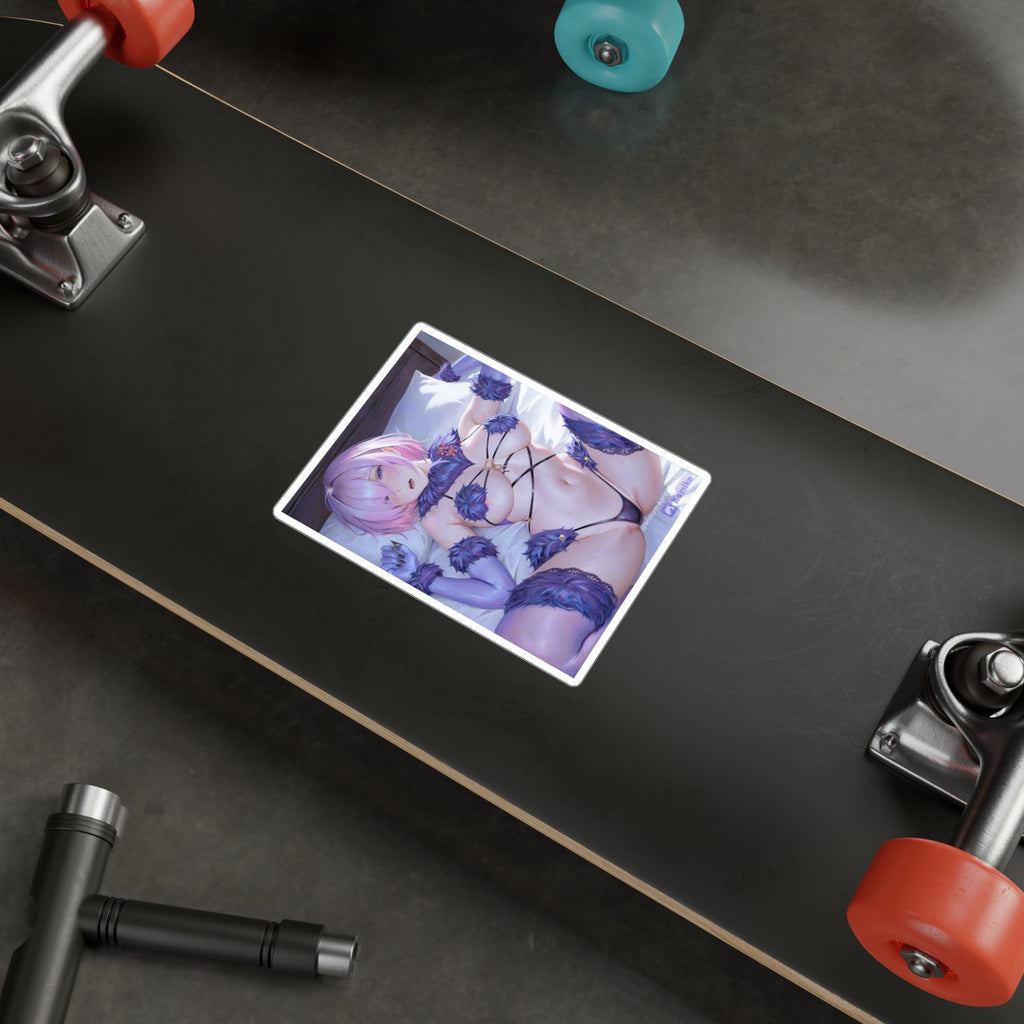 Anime Ecchi Kiss-Cut Vinyl Decal — Sexy Pink-Haired Character Sticker
