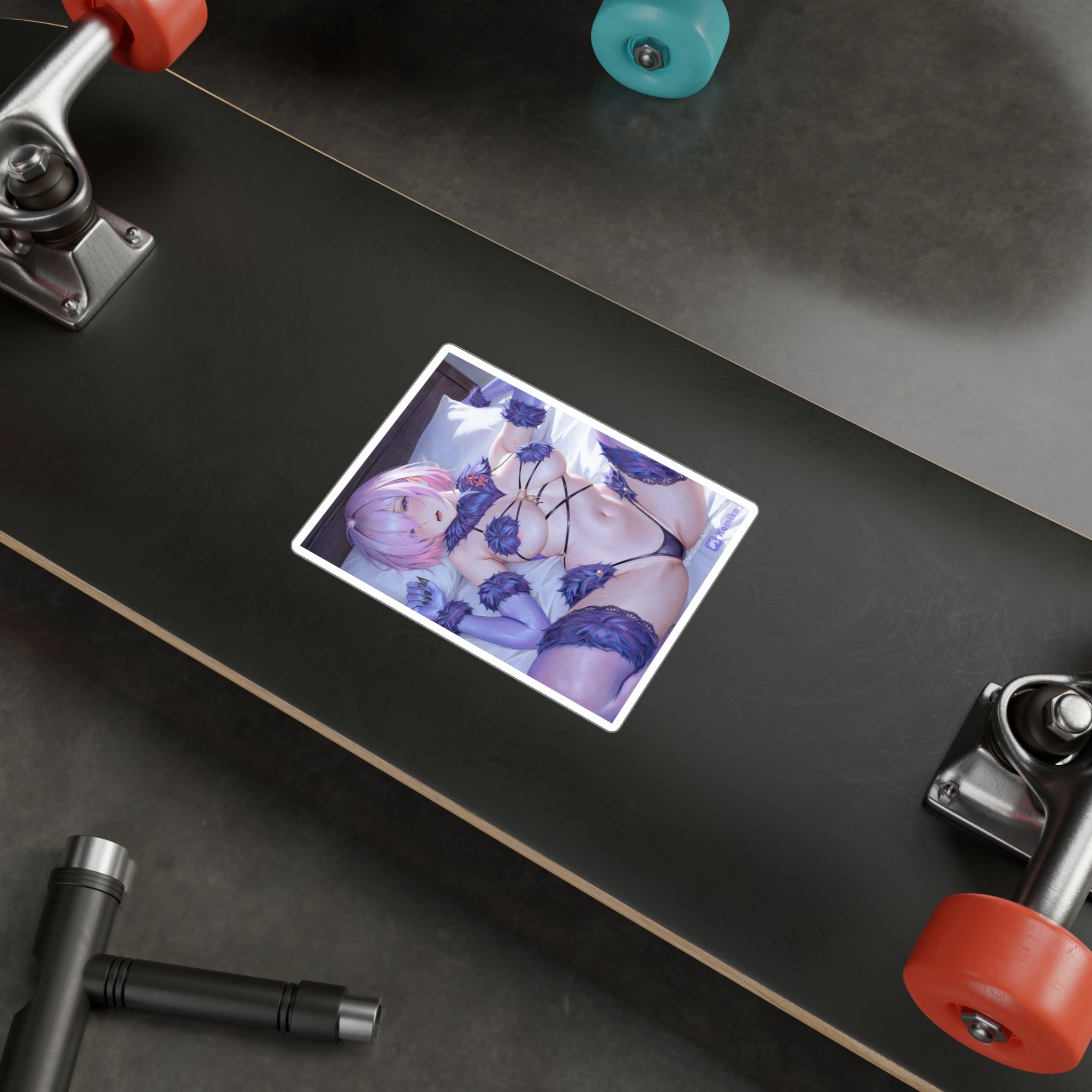 Anime Ecchi Kiss-Cut Vinyl Decal — Sexy Pink-Haired Character Sticker