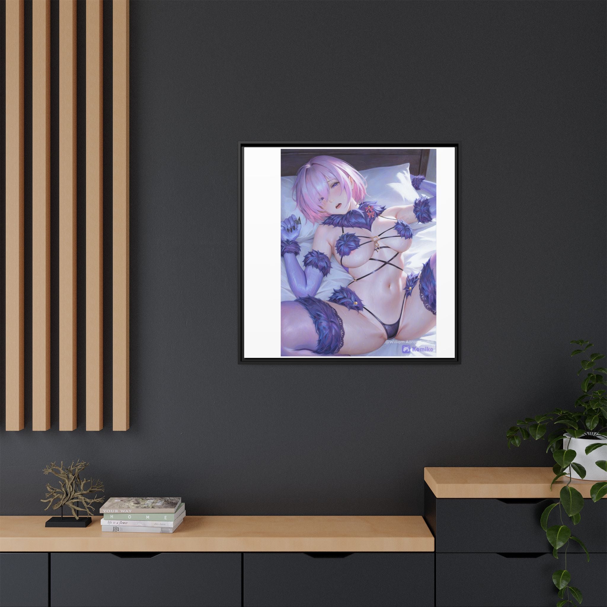 Framed Matte Canvas — Anime Pin-Up Lingerie Art Print