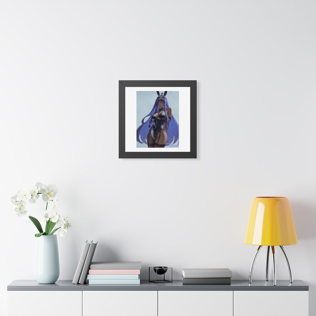 Framed Poster — Purple Bunny Girl Art Print (Vertical)