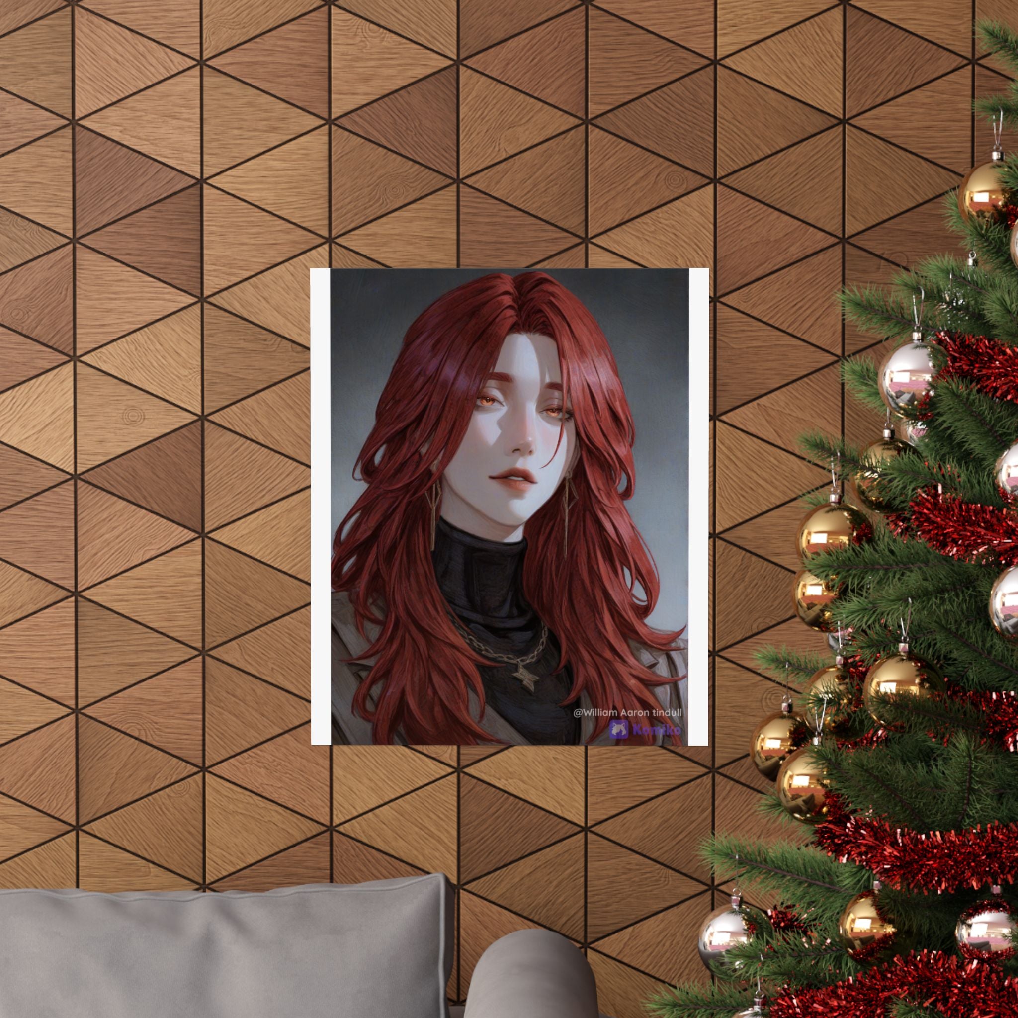 Red-Haired Muse Matte Vertical Poster — Moody Portrait Art Print