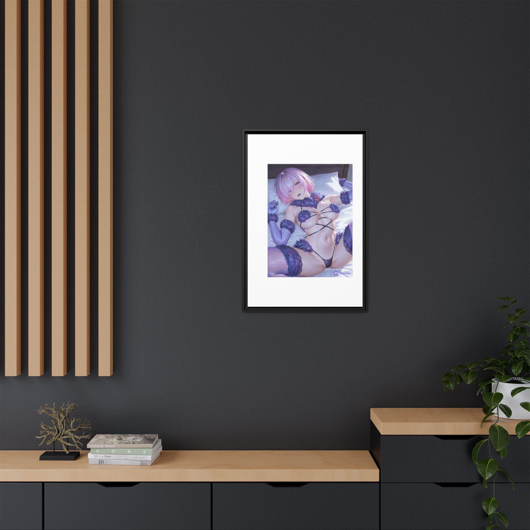Framed Matte Canvas — Anime Pin-Up Lingerie Art Print