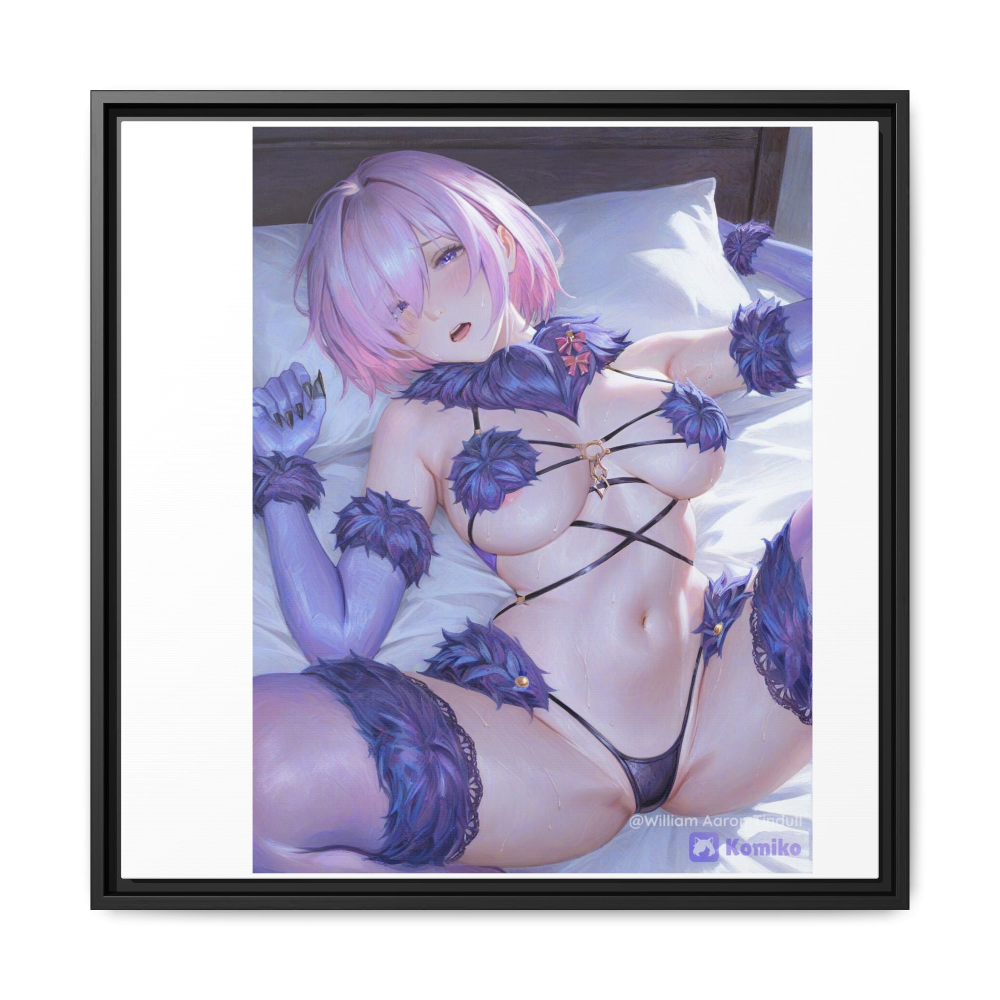 Framed Matte Canvas — Anime Pin-Up Lingerie Art Print