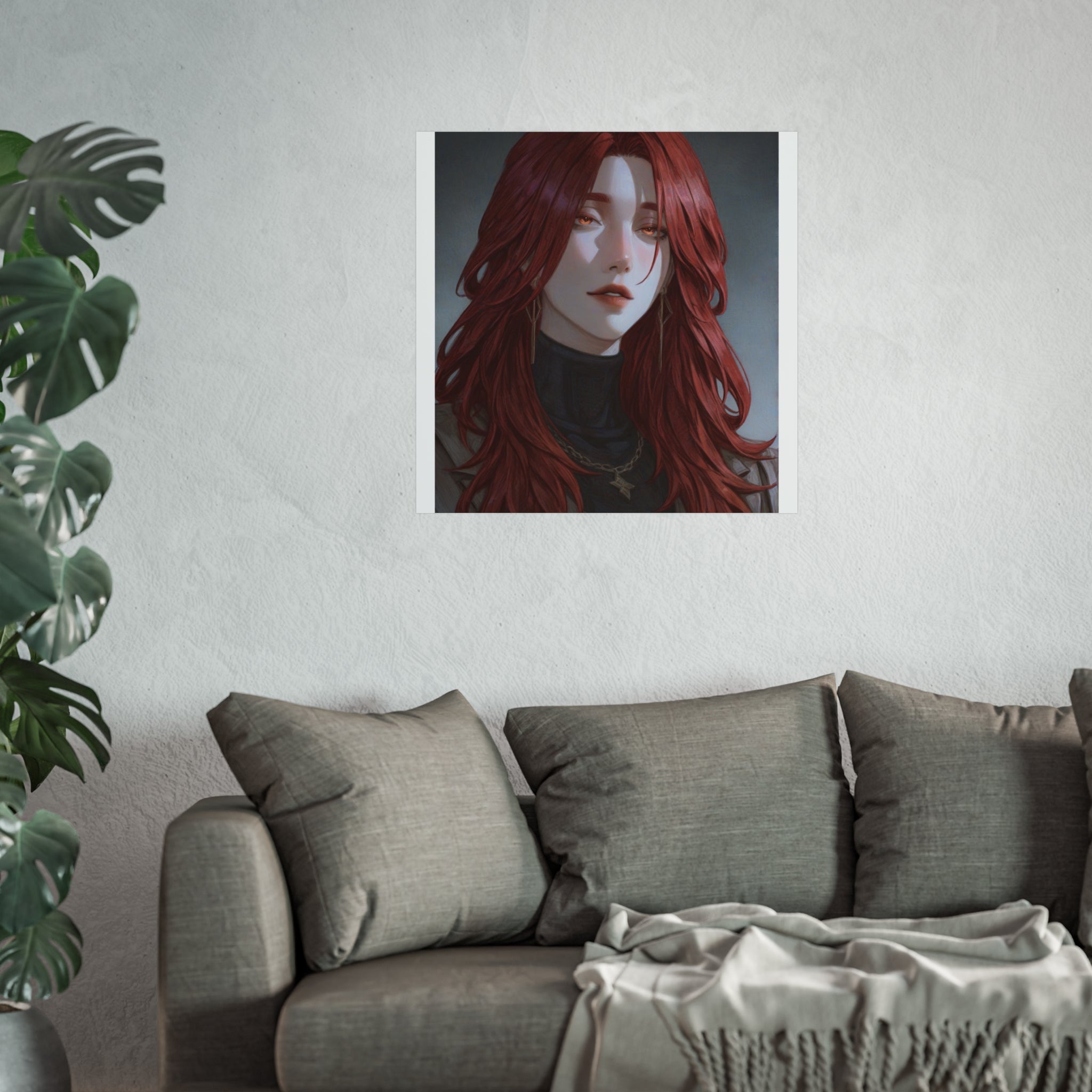 Fine Art Poster — Red-Haired Gothic Portrait, Moody Decorative Wall Art