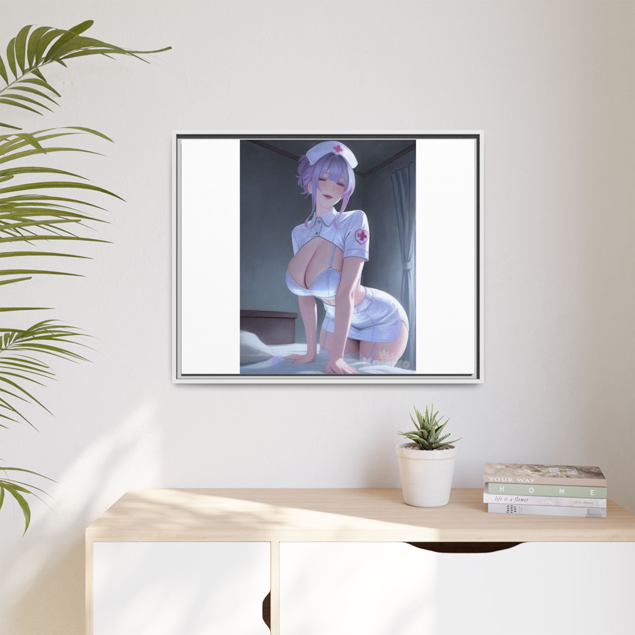 Sexy Anime Nurse Matte Canvas Print (Framed)