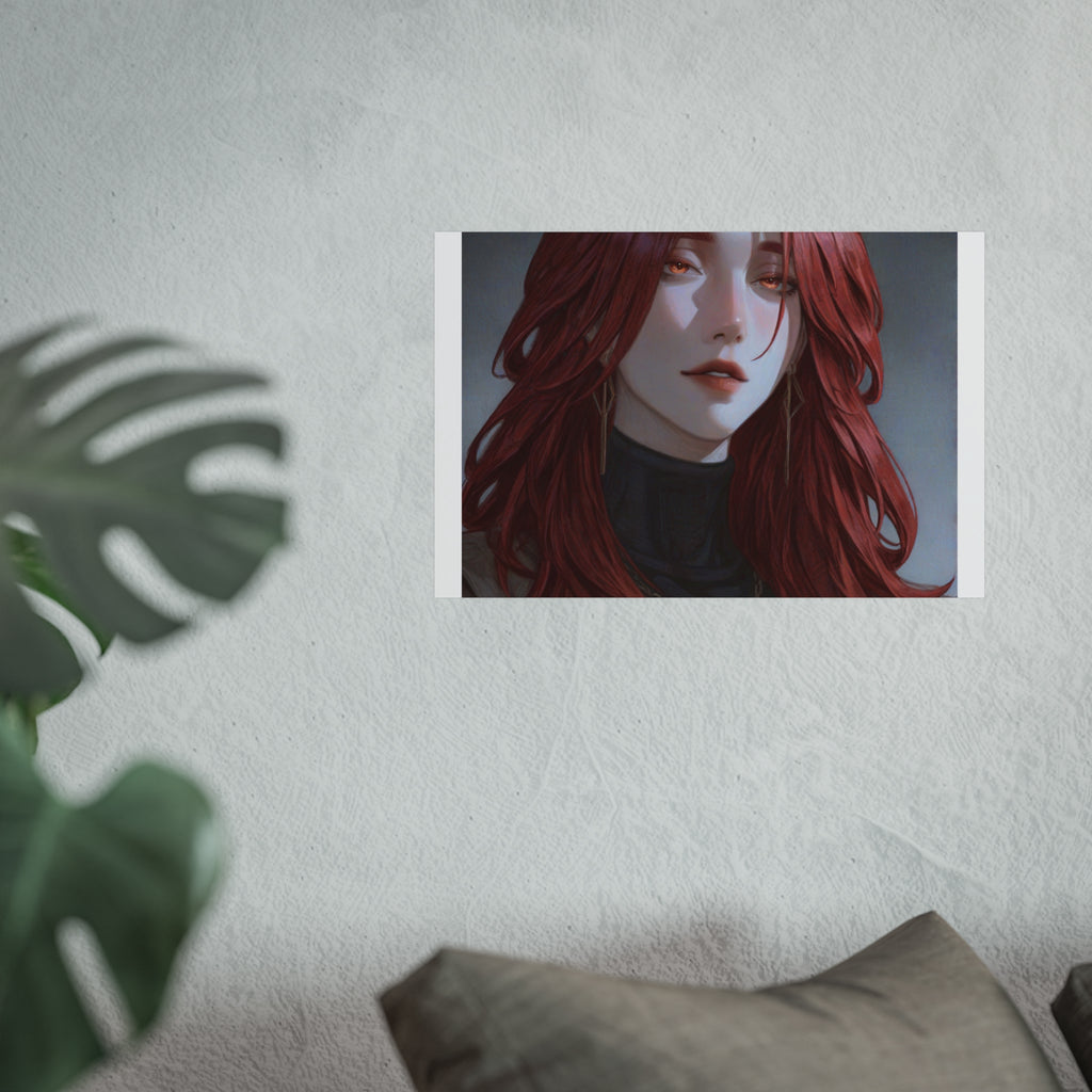 Fine Art Poster — Red-Haired Gothic Portrait, Moody Decorative Wall Art