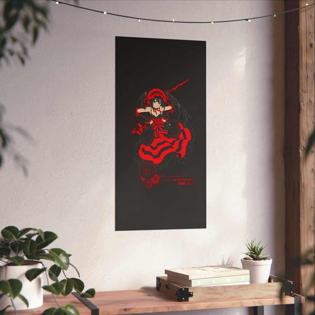 Anime Gothic Poster — Red & Black Kurumi Nightcore Matte Vertical Print