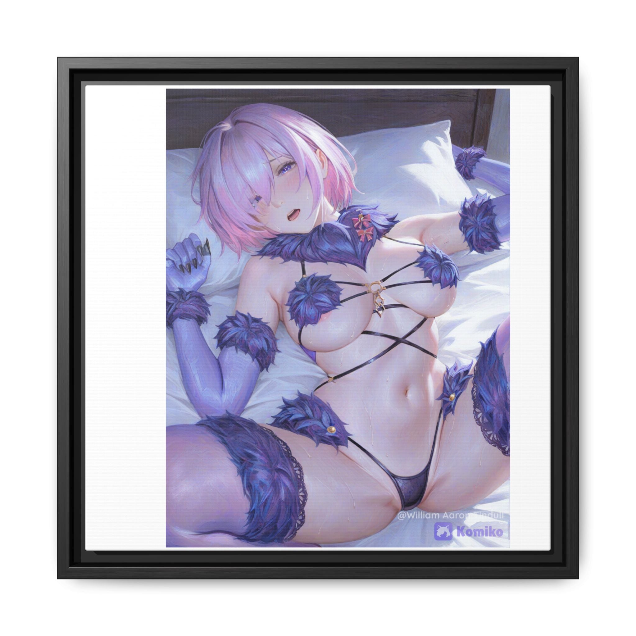 Framed Matte Canvas — Anime Pin-Up Lingerie Art Print