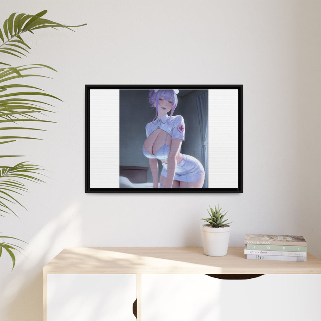 Sexy Anime Nurse Matte Canvas Print (Framed)