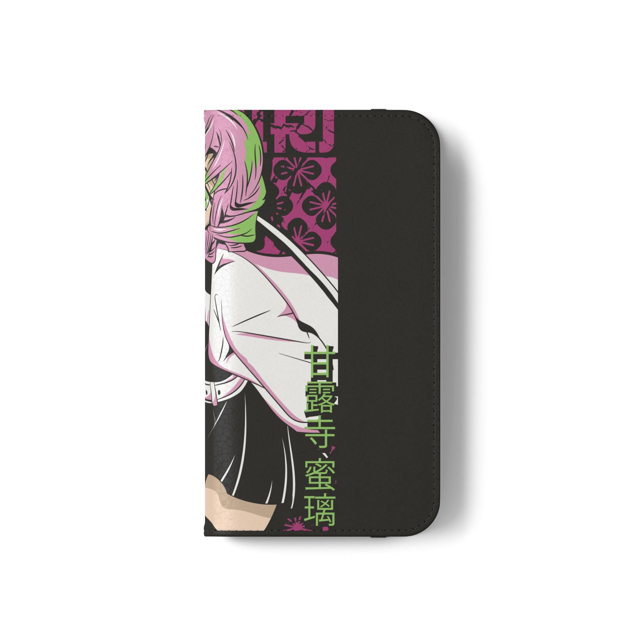 Anime Girl Flip Phone Case — Pink Demon Slayer Style Wallet Cover