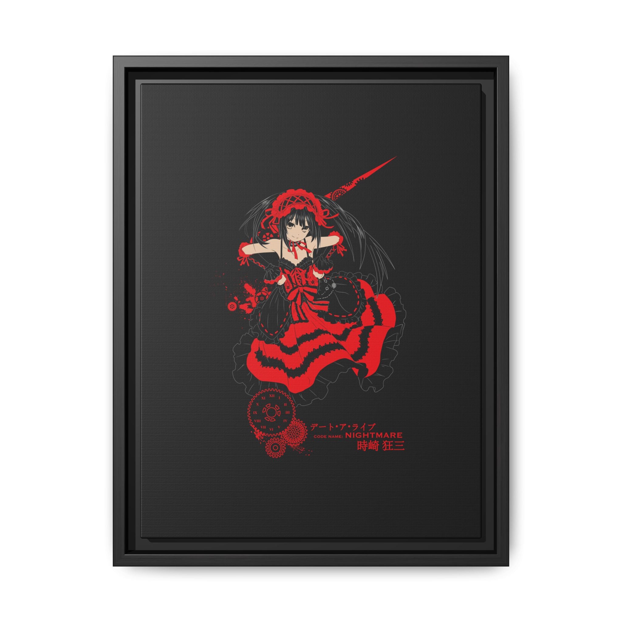 Anime Warrior Red Black Matte Canvas Print — Framed Wall Art