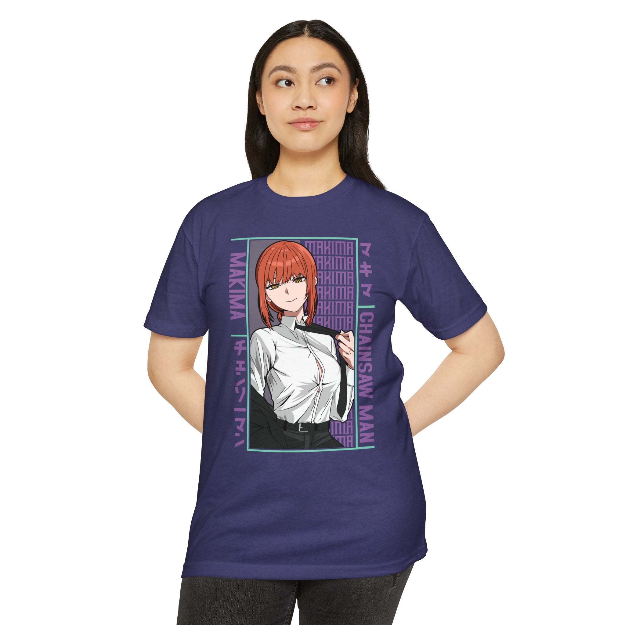 Makima Chainsaw Man Anime Graphic T-Shirt — Japanese Text Design