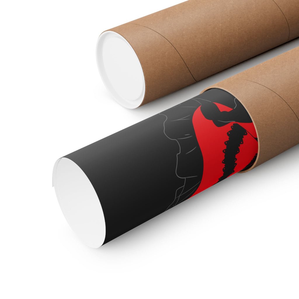 Anime Gothic Poster — Red & Black Kurumi Nightcore Matte Vertical Print