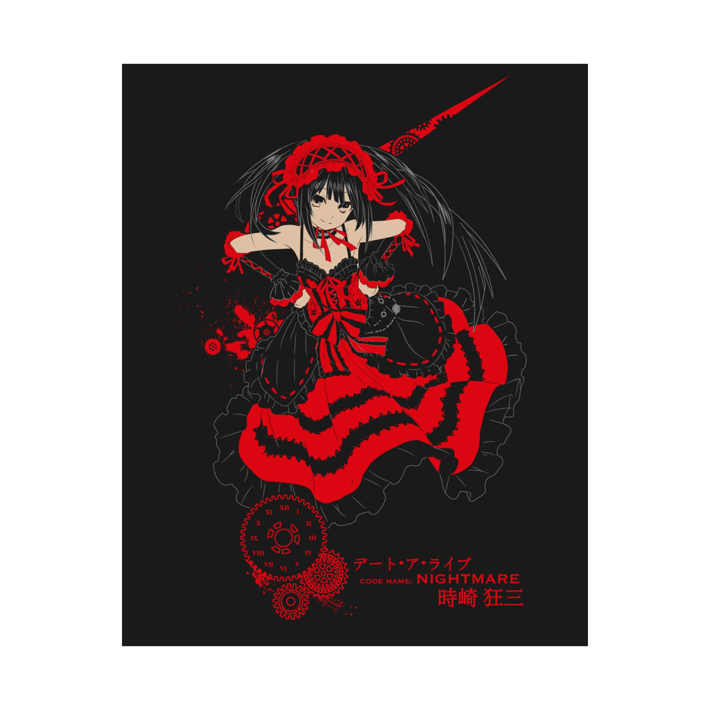 Anime Gothic Poster — Red & Black Kurumi Nightcore Matte Vertical Print