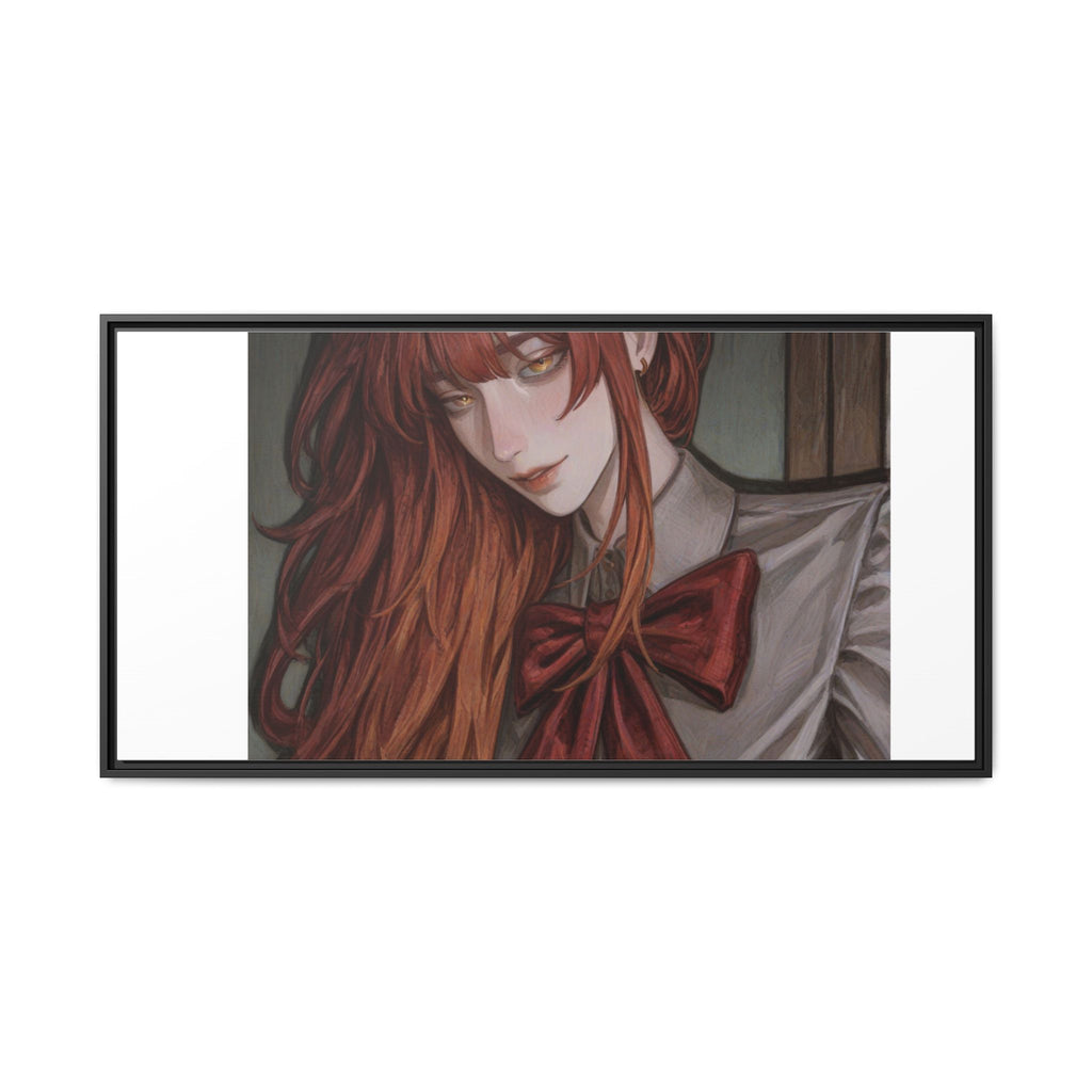 Framed Matte Canvas Print — Moody Red-Headed Anime Girl Art