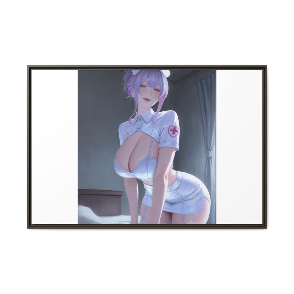 Sexy Anime Nurse Matte Canvas Print (Framed)