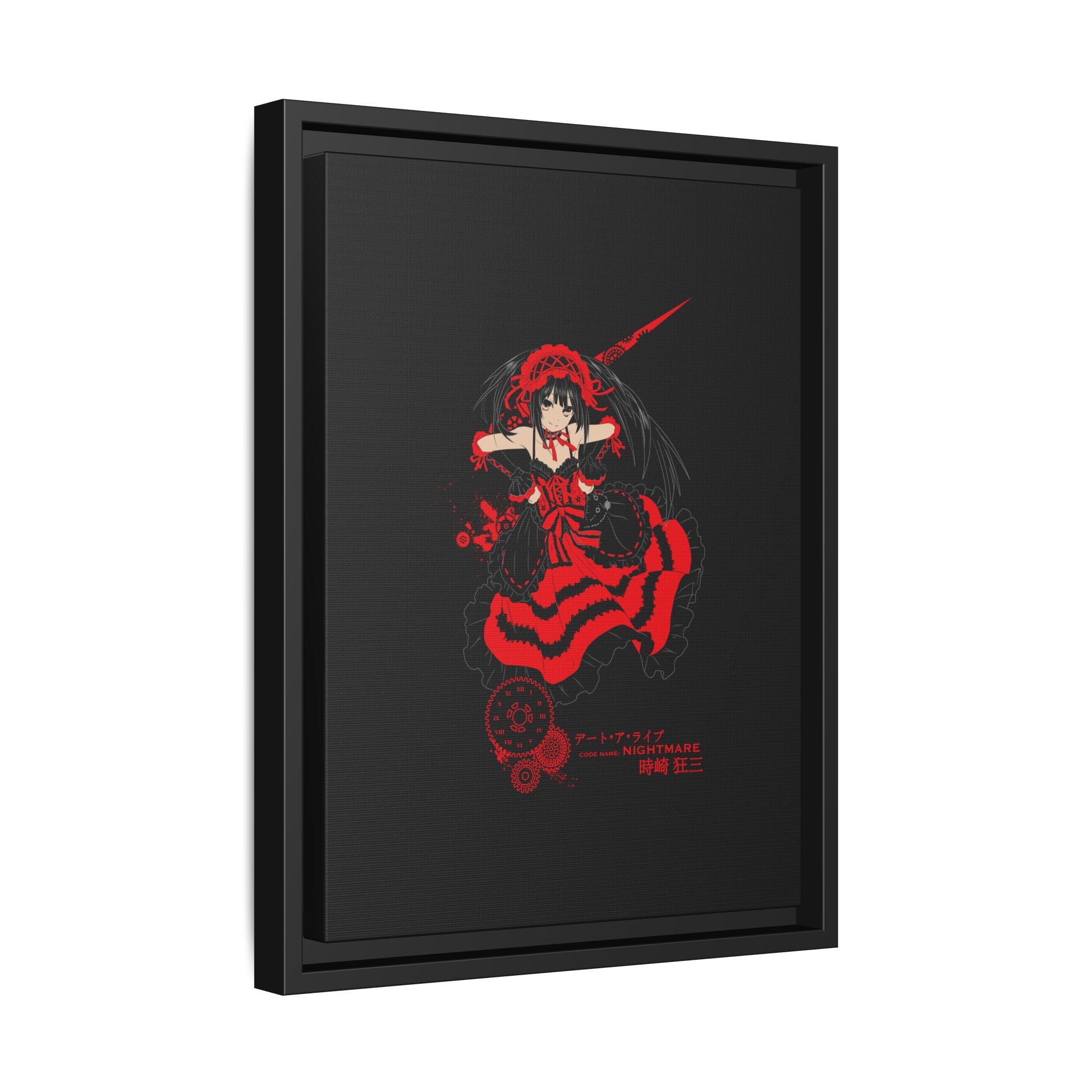 Anime Warrior Red Black Matte Canvas Print — Framed Wall Art
