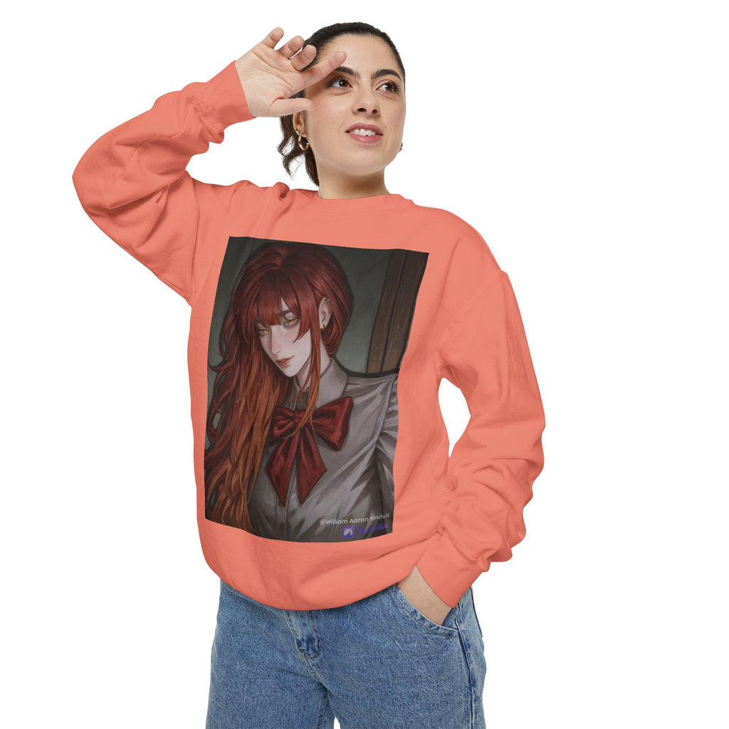 Anime Red-Headed Girl Sweatshirt — Gothic Schoolgirl Art Pullover