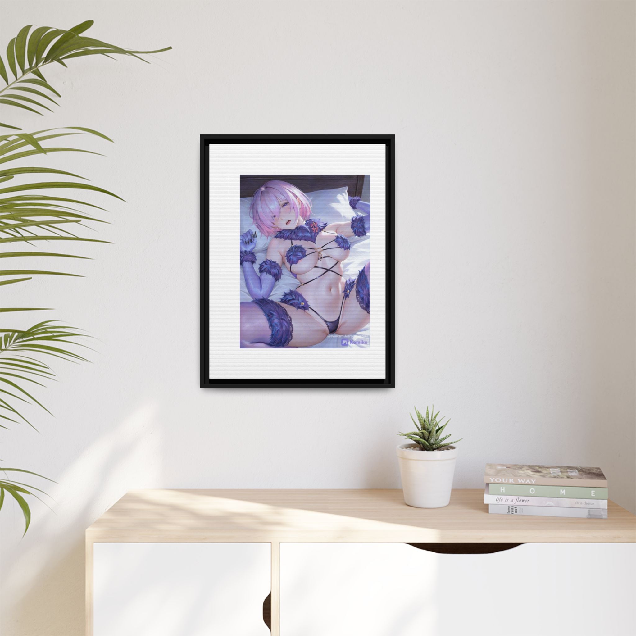 Framed Matte Canvas — Anime Pin-Up Lingerie Art Print