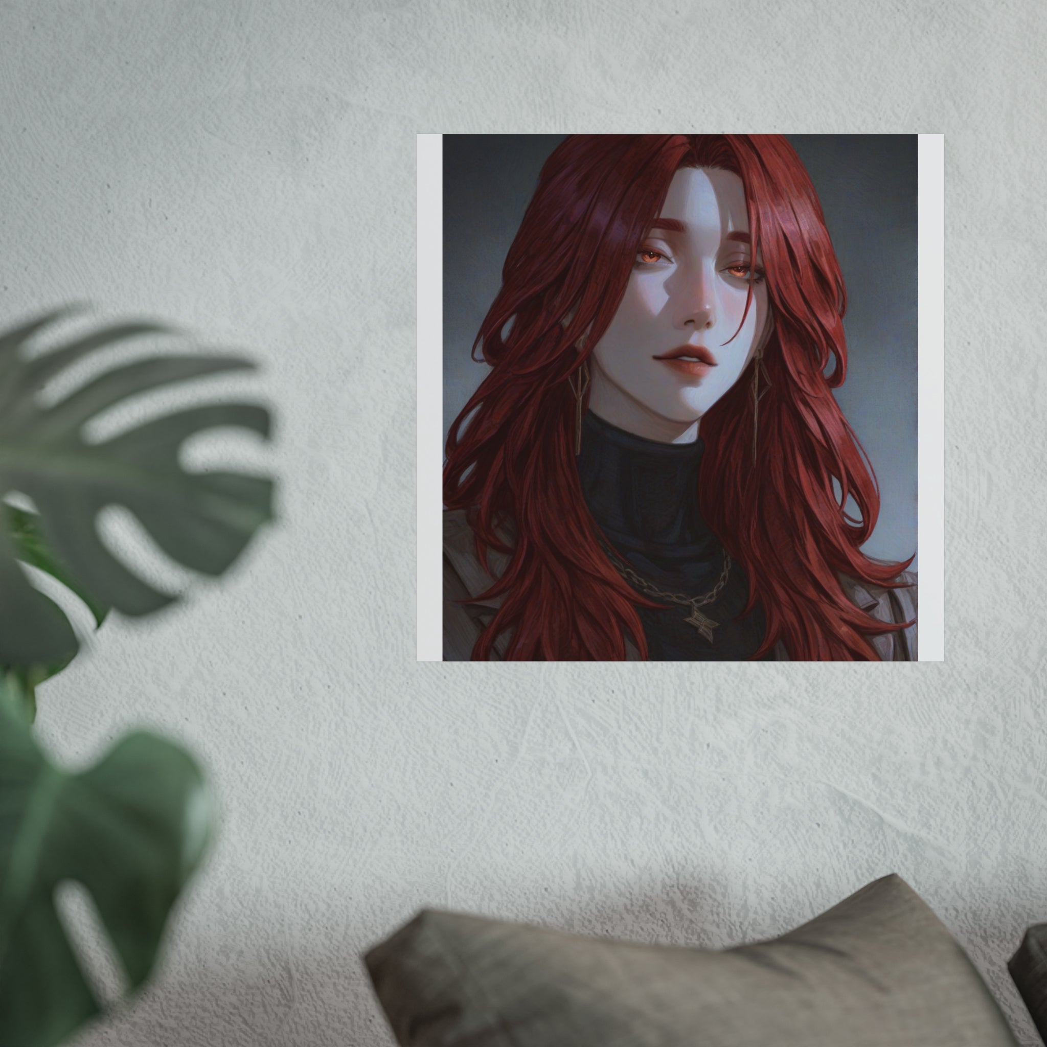 Fine Art Poster — Red-Haired Gothic Portrait, Moody Decorative Wall Art
