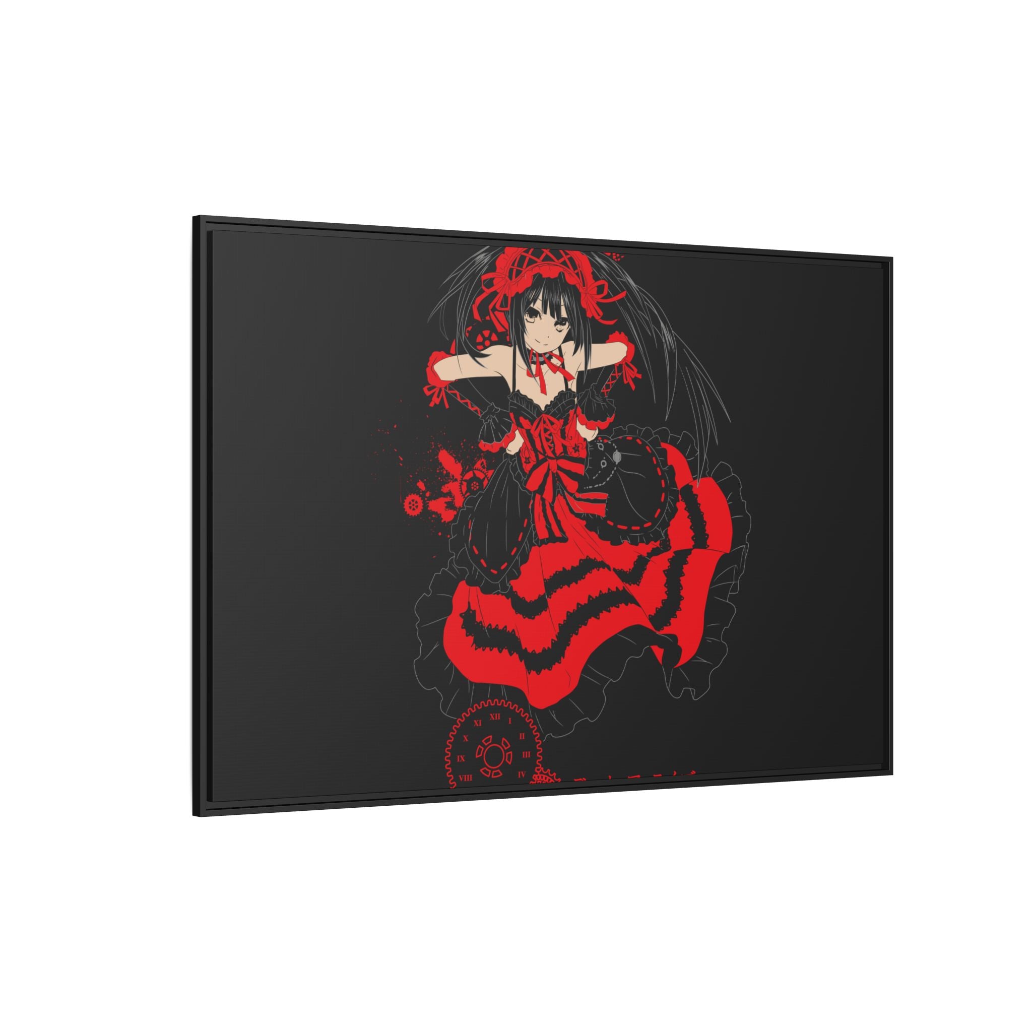 Anime Warrior Red Black Matte Canvas Print — Framed Wall Art