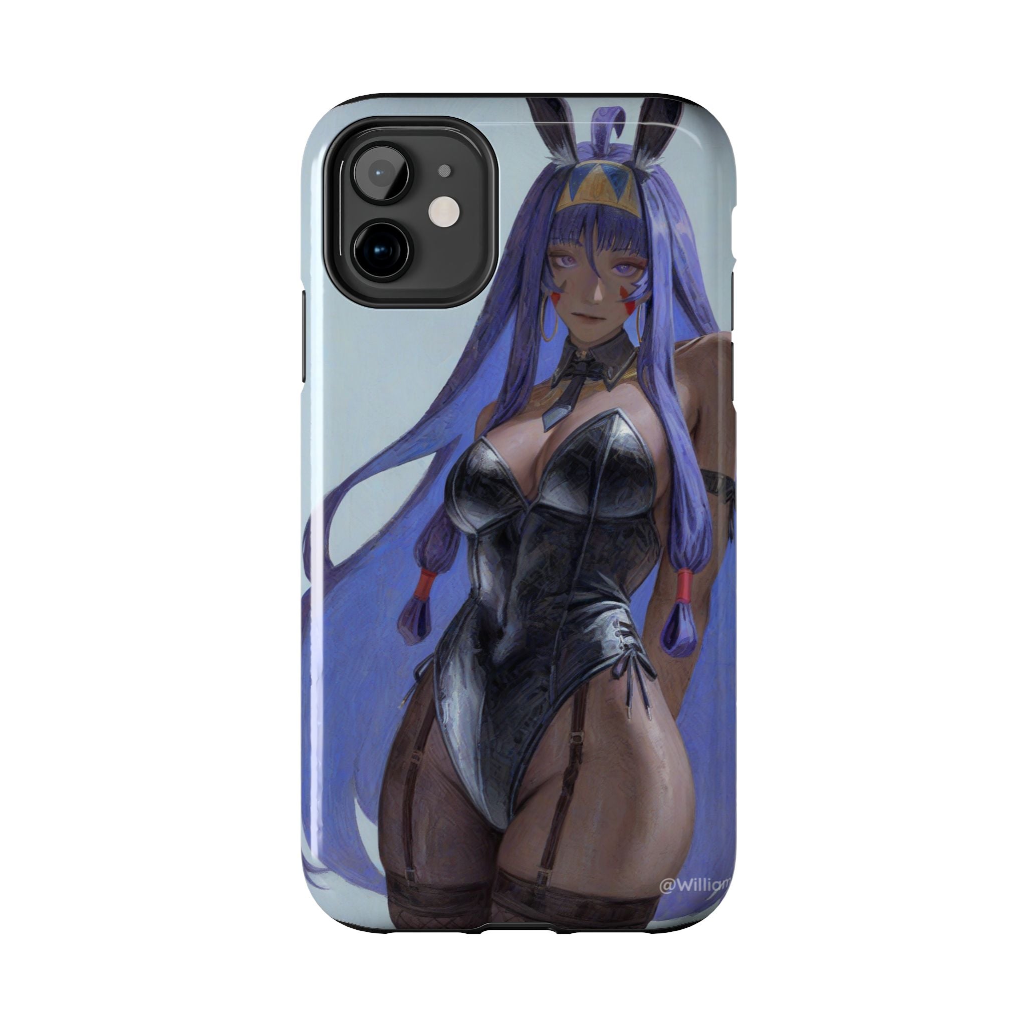 Bunny Girl Tough Phone Case — Anime Purple-Haired Character Protective Cover