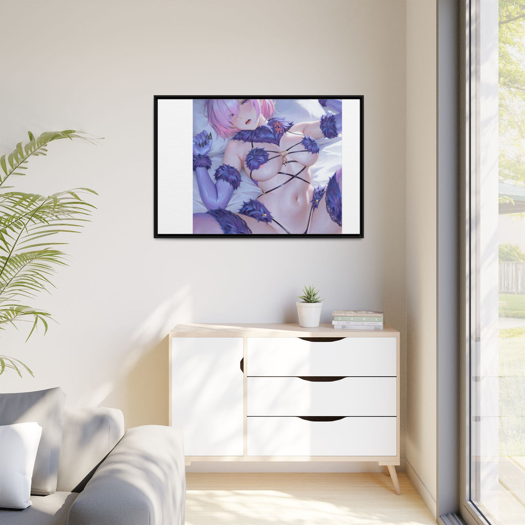 Framed Matte Canvas — Anime Pin-Up Lingerie Art Print