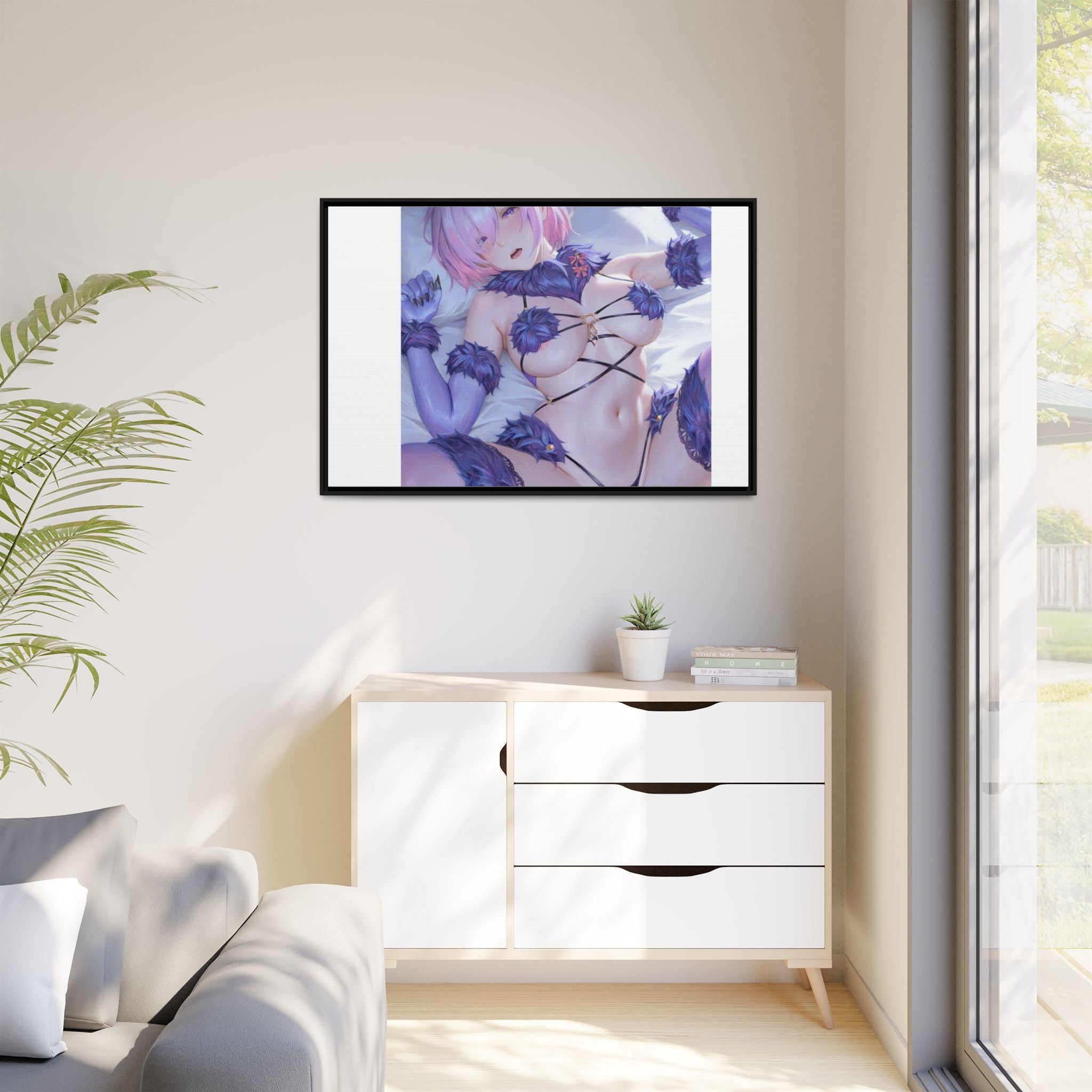 Framed Matte Canvas — Anime Pin-Up Lingerie Art Print
