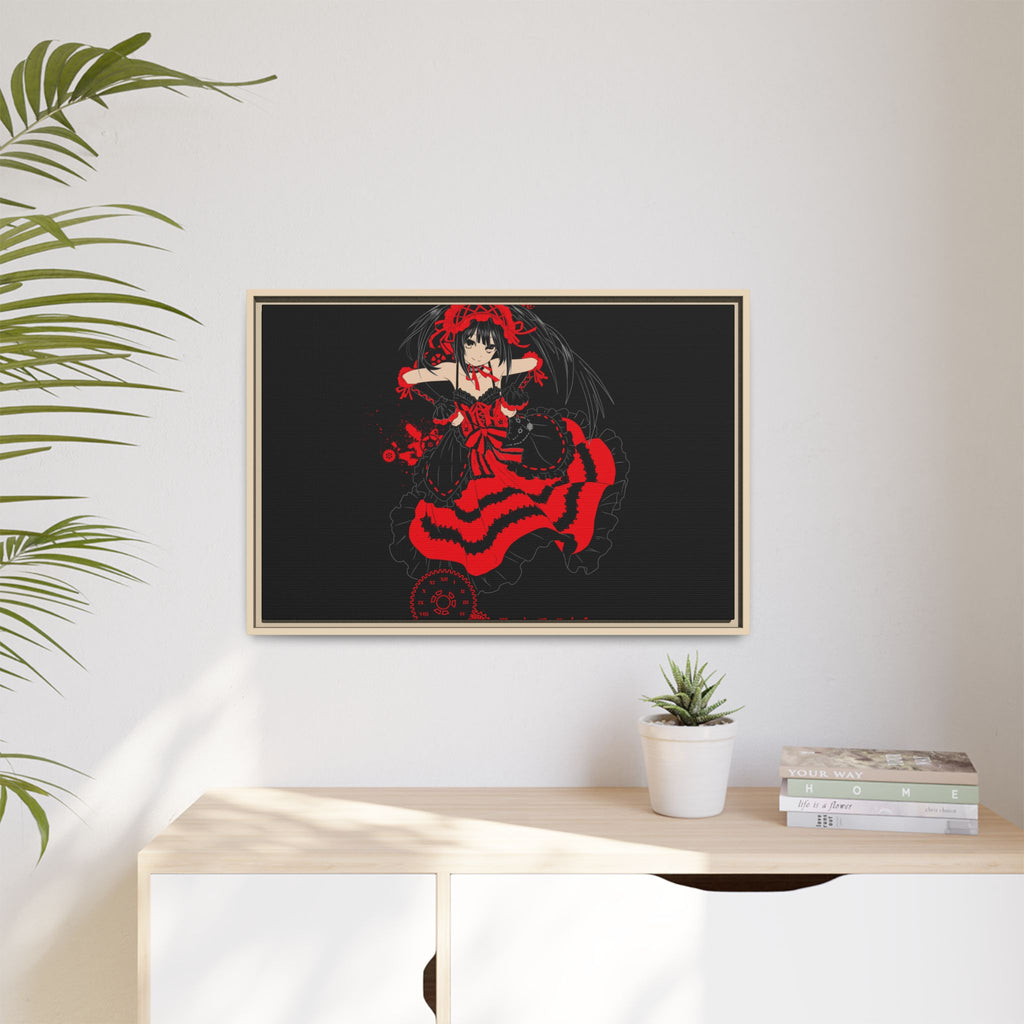 Anime Warrior Red Black Matte Canvas Print — Framed Wall Art