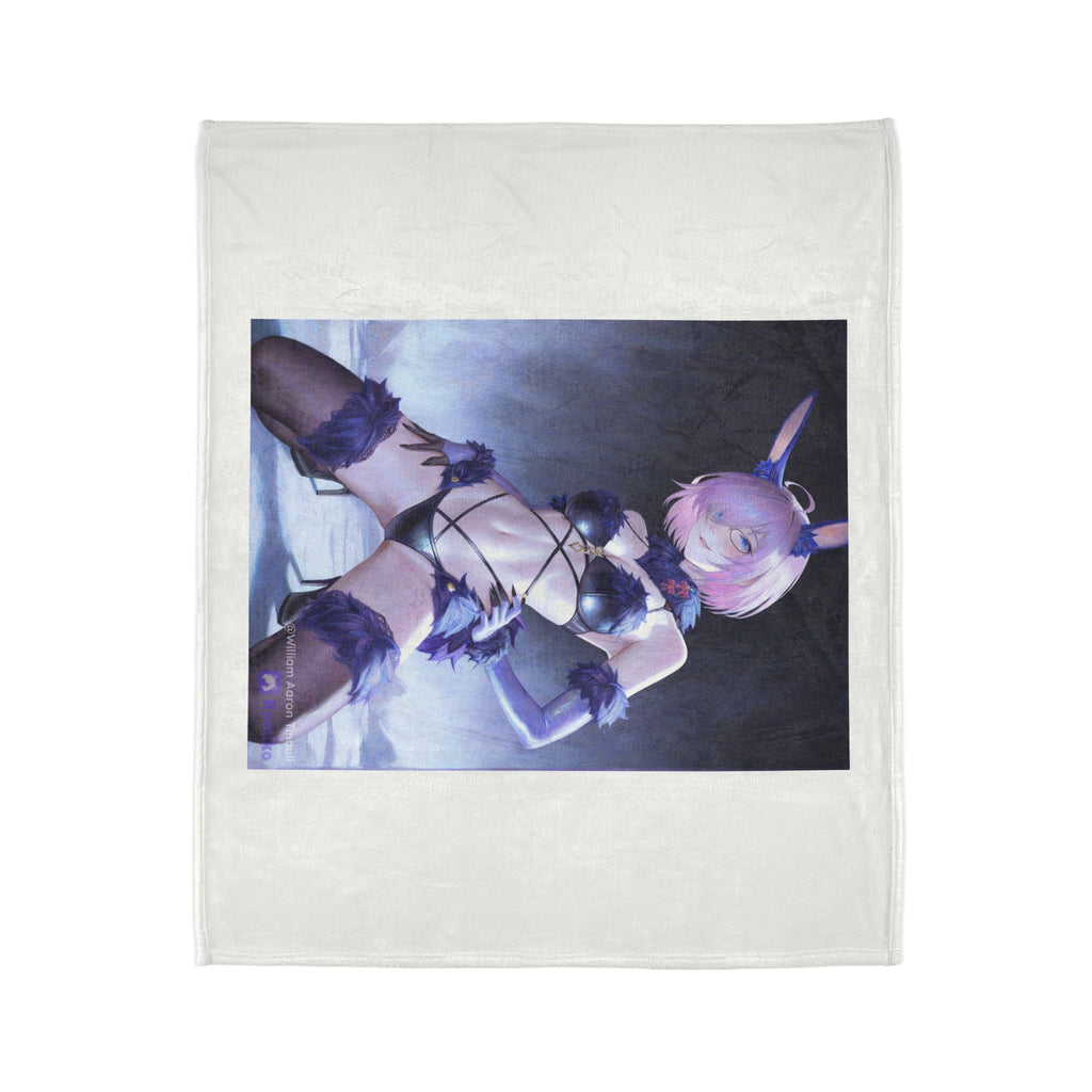 Anime Bunny Girl Plush Blanket — Cute Pastel Ecchi Character Throw