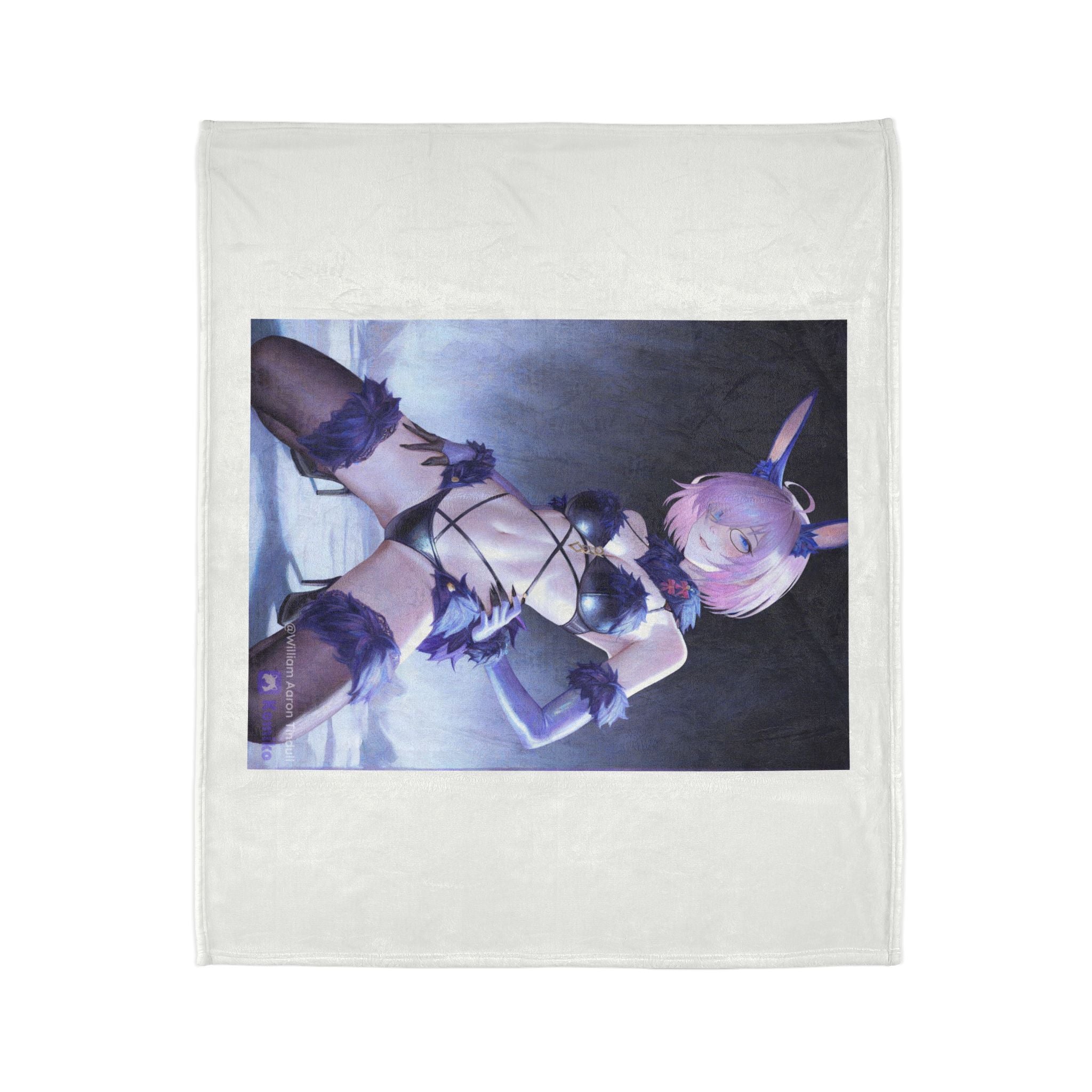 Anime Bunny Girl Plush Blanket — Cute Pastel Ecchi Character Throw
