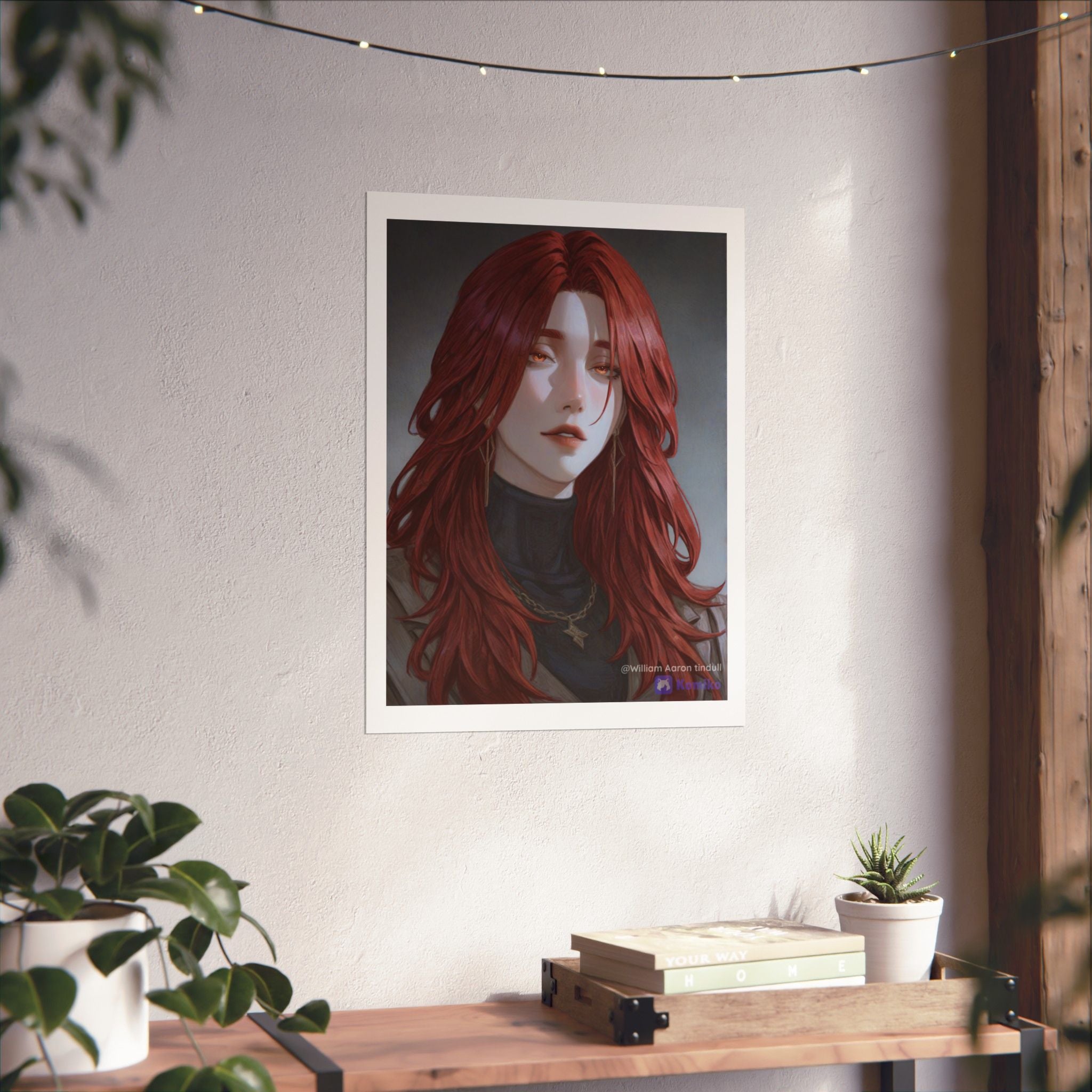 Red-Haired Muse Matte Vertical Poster — Moody Portrait Art Print