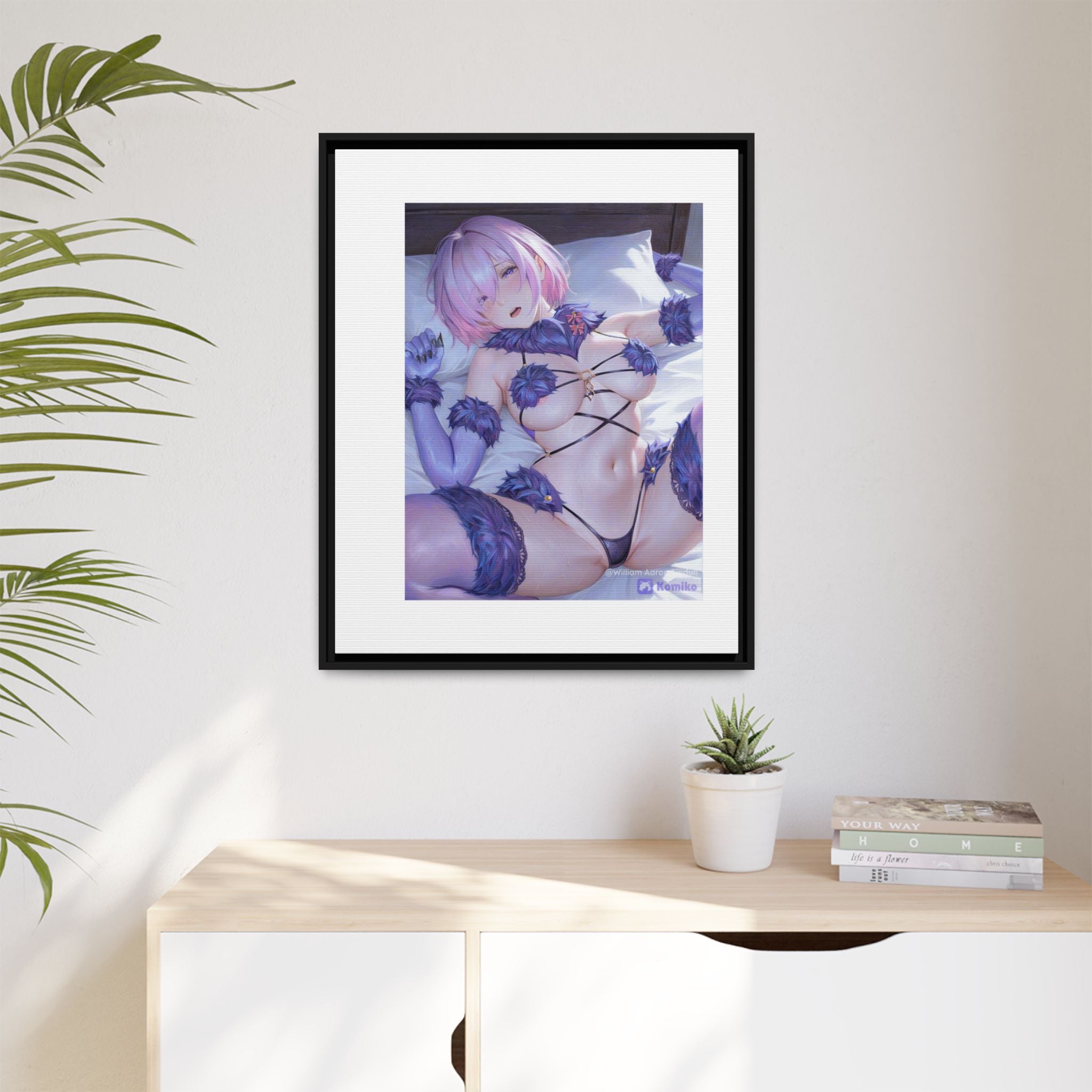 Framed Matte Canvas — Anime Pin-Up Lingerie Art Print