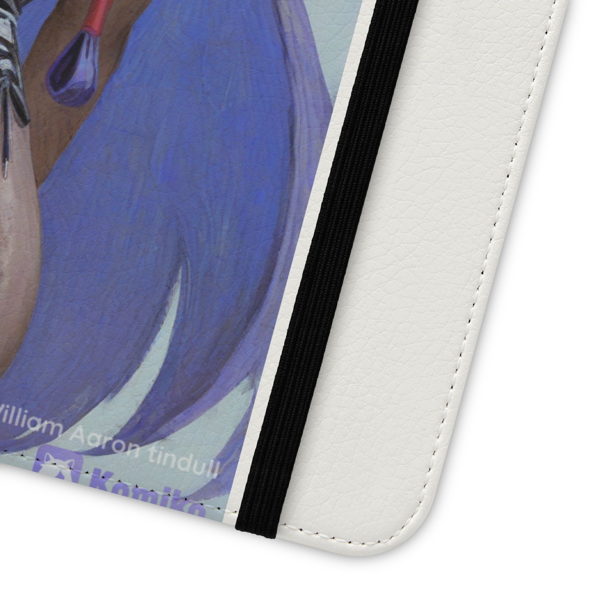 Anime Bunny Girl Flip Case - Purple Long-Haired Character Phone Wallet