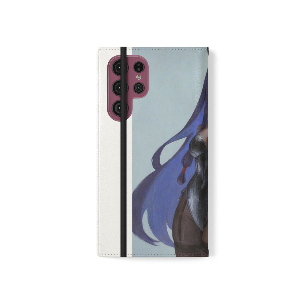 Anime Bunny Girl Flip Case - Purple Long-Haired Character Phone Wallet