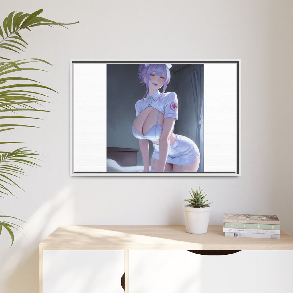 Sexy Anime Nurse Matte Canvas Print (Framed)
