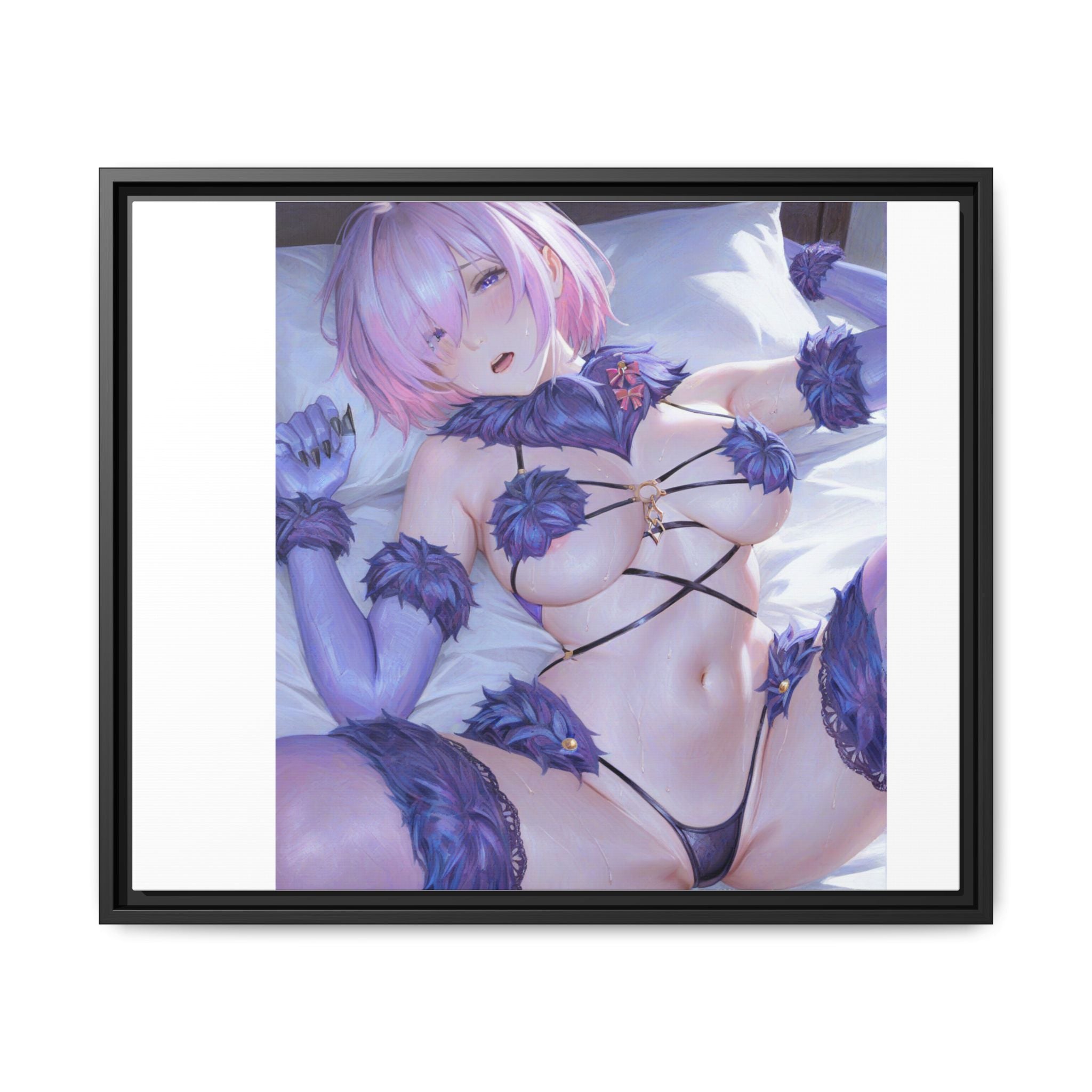 Framed Matte Canvas — Anime Pin-Up Lingerie Art Print