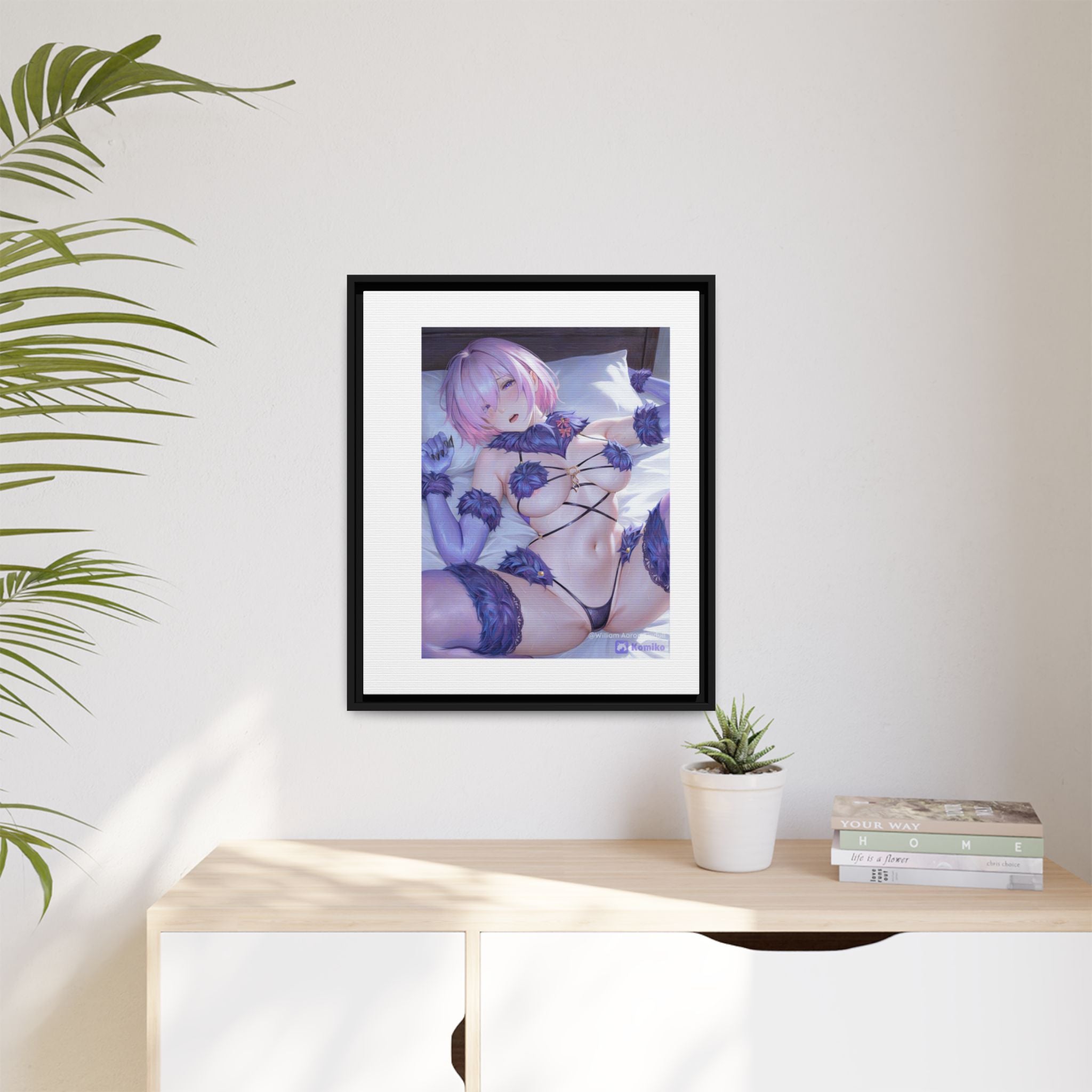Framed Matte Canvas — Anime Pin-Up Lingerie Art Print