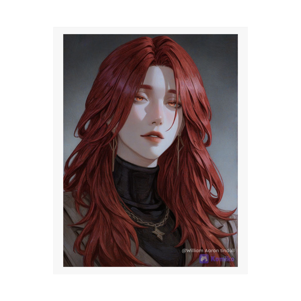 Red-Haired Muse Matte Vertical Poster — Moody Portrait Art Print