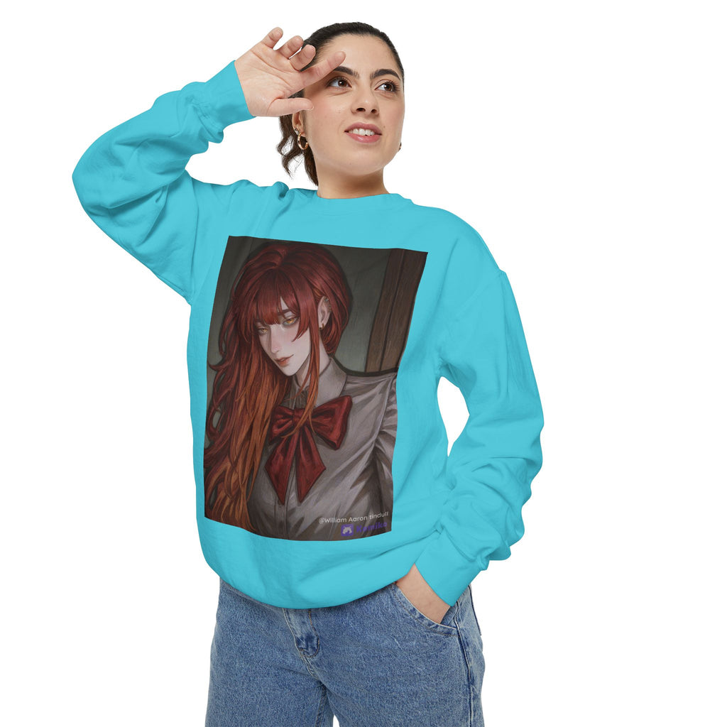 Anime Red-Headed Girl Sweatshirt — Gothic Schoolgirl Art Pullover