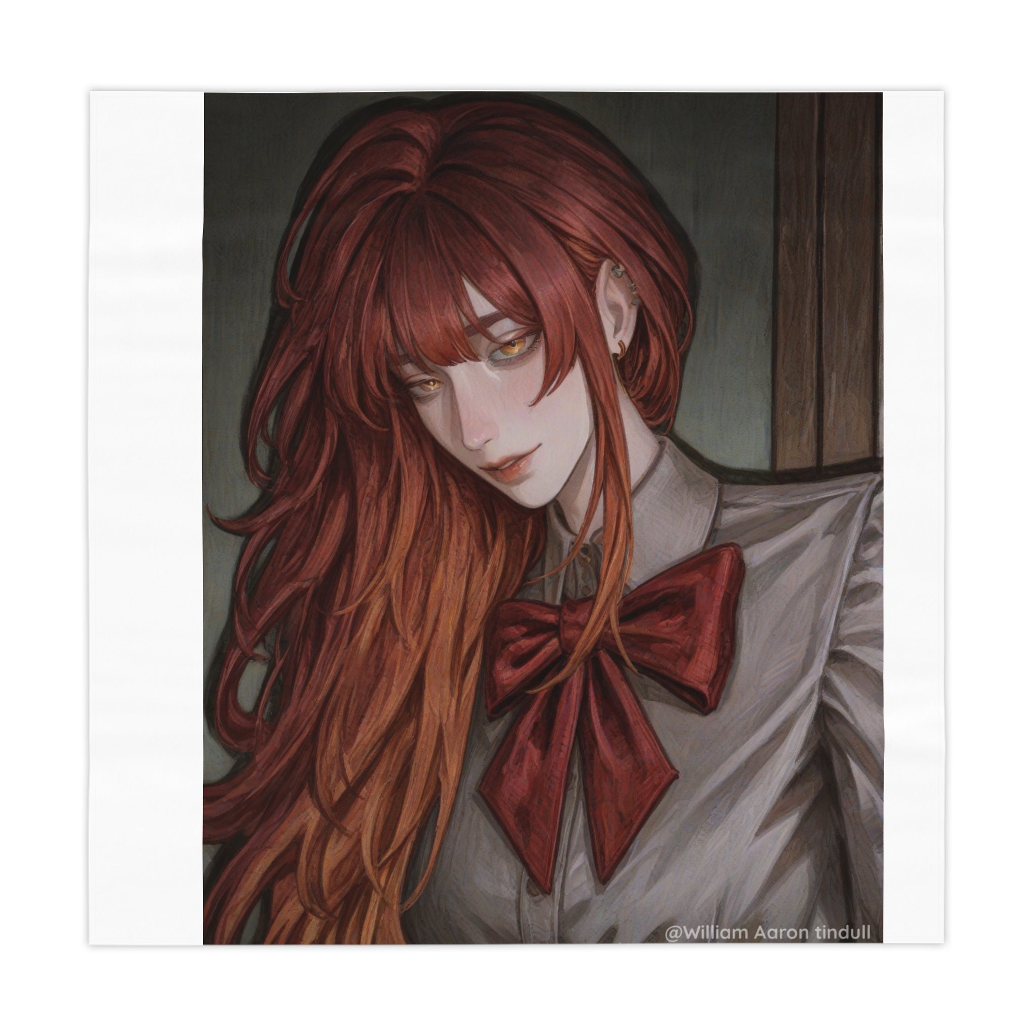 Redhead Portrait Tablecloth — Gothic Anime Girl Decorative Table Cover