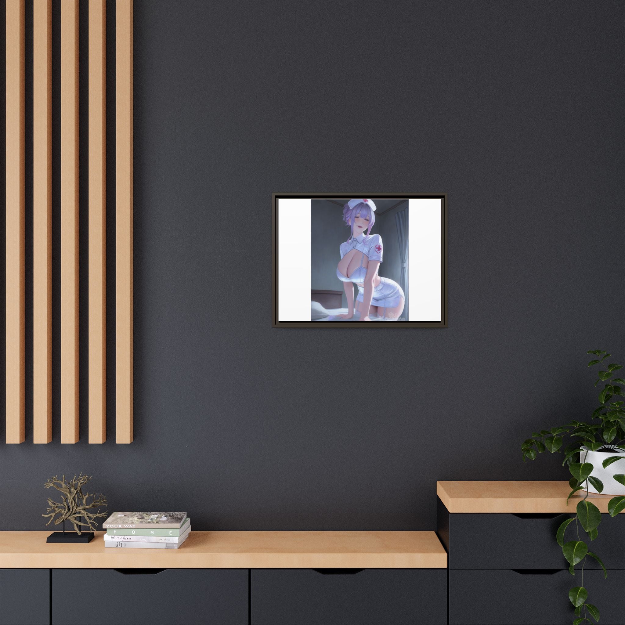 Sexy Anime Nurse Matte Canvas Print (Framed)