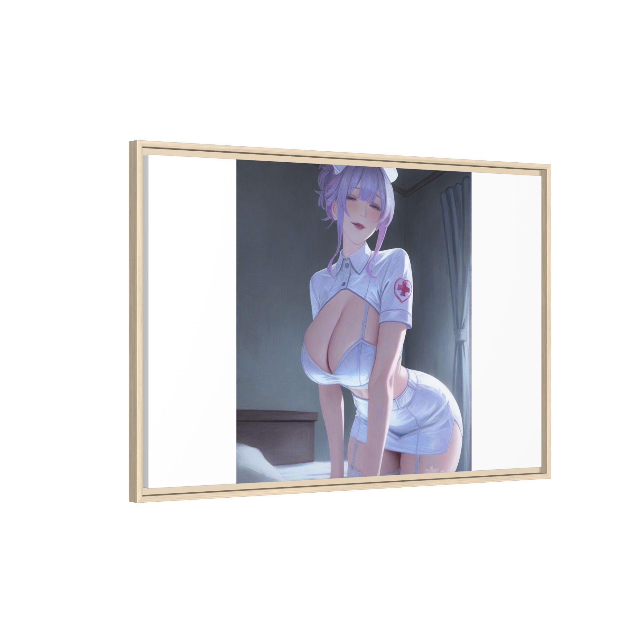 Sexy Anime Nurse Matte Canvas Print (Framed)