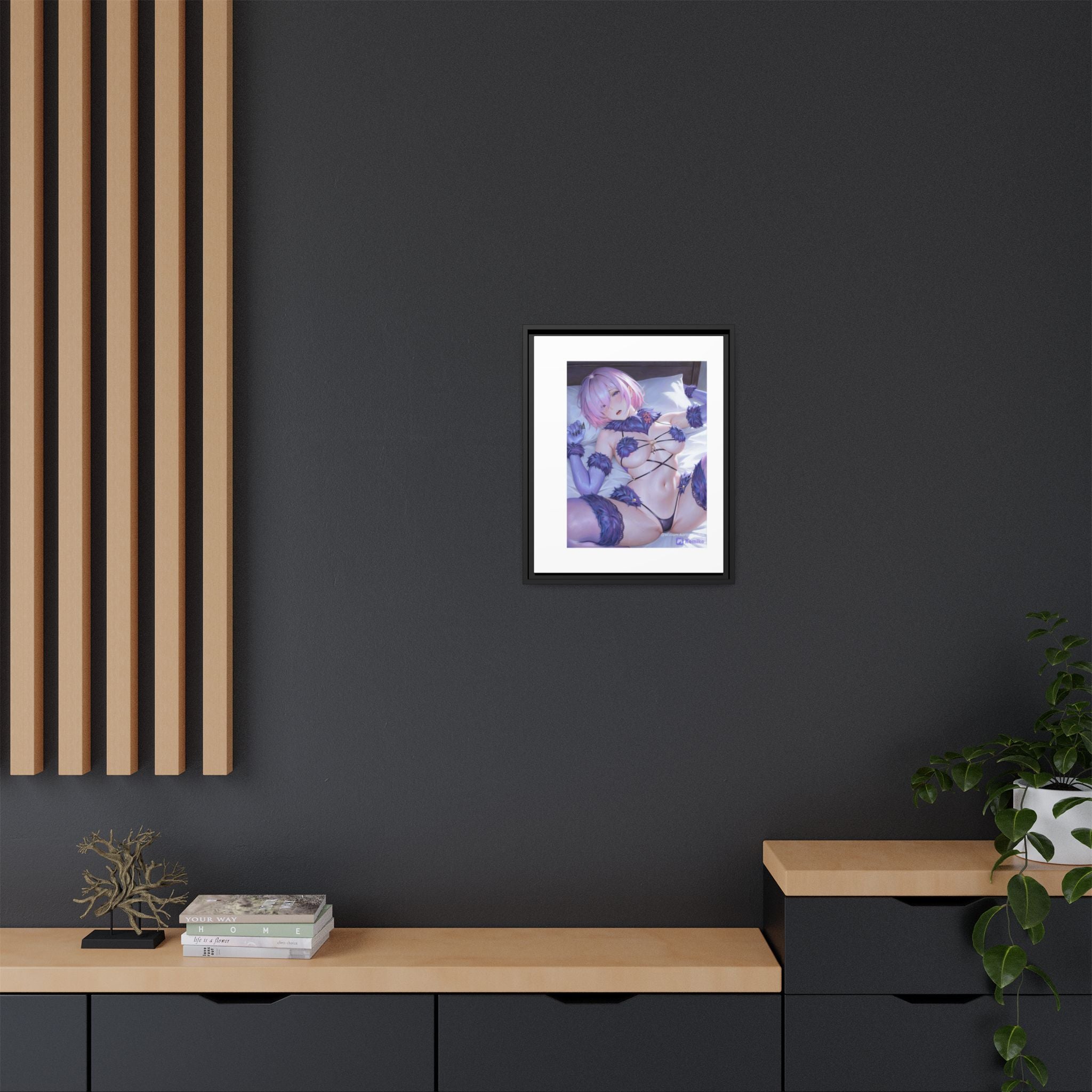 Framed Matte Canvas — Anime Pin-Up Lingerie Art Print