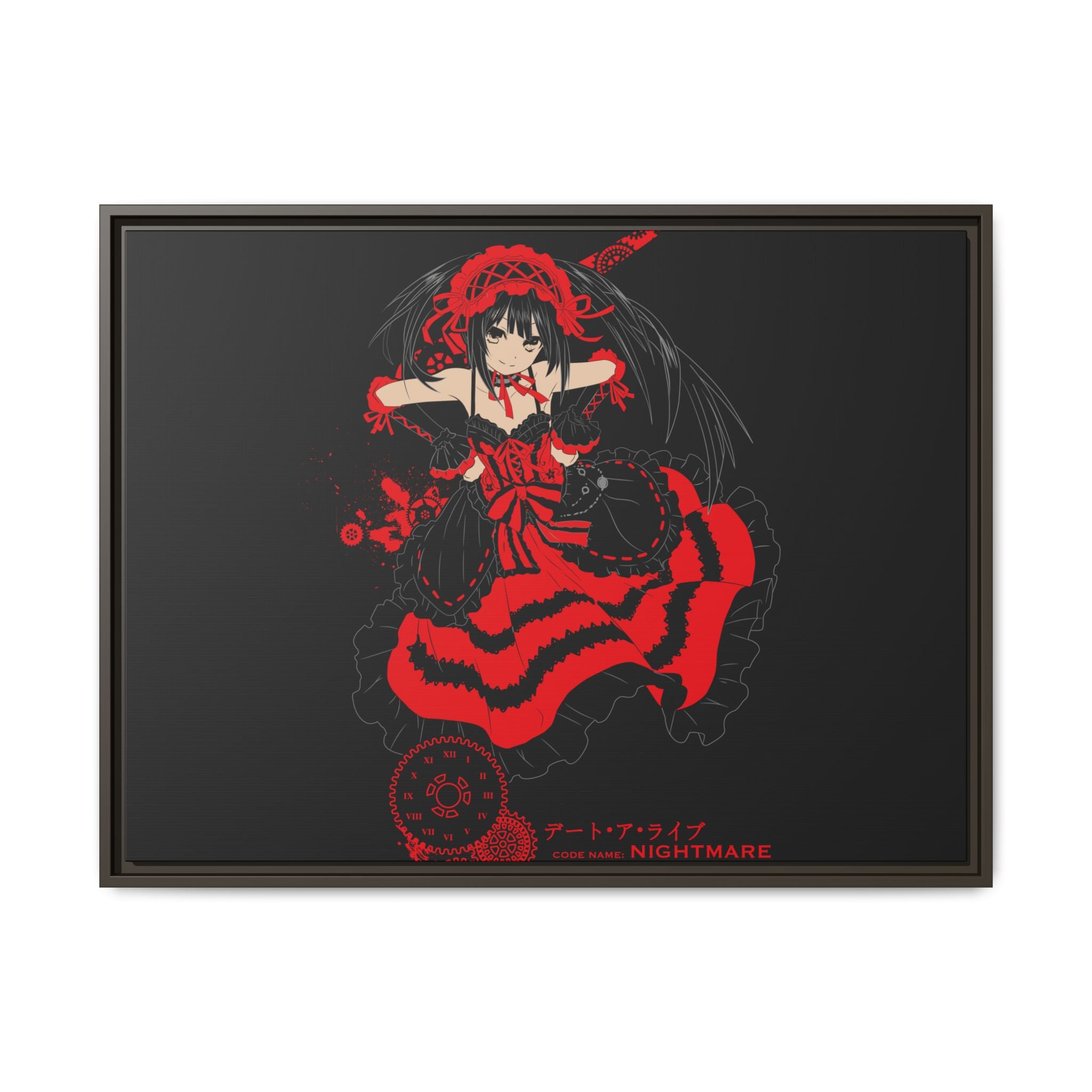 Anime Warrior Red Black Matte Canvas Print — Framed Wall Art