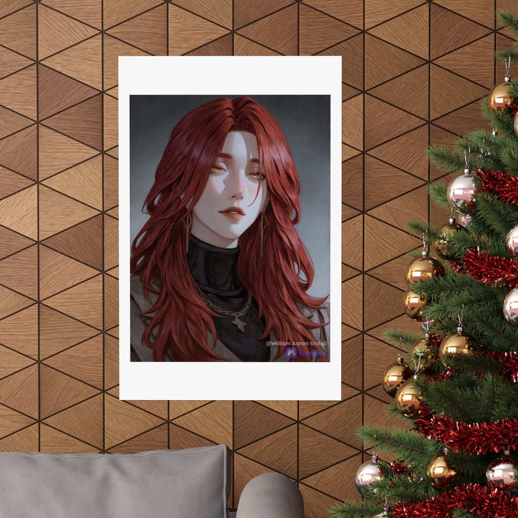 Red-Haired Muse Matte Vertical Poster — Moody Portrait Art Print