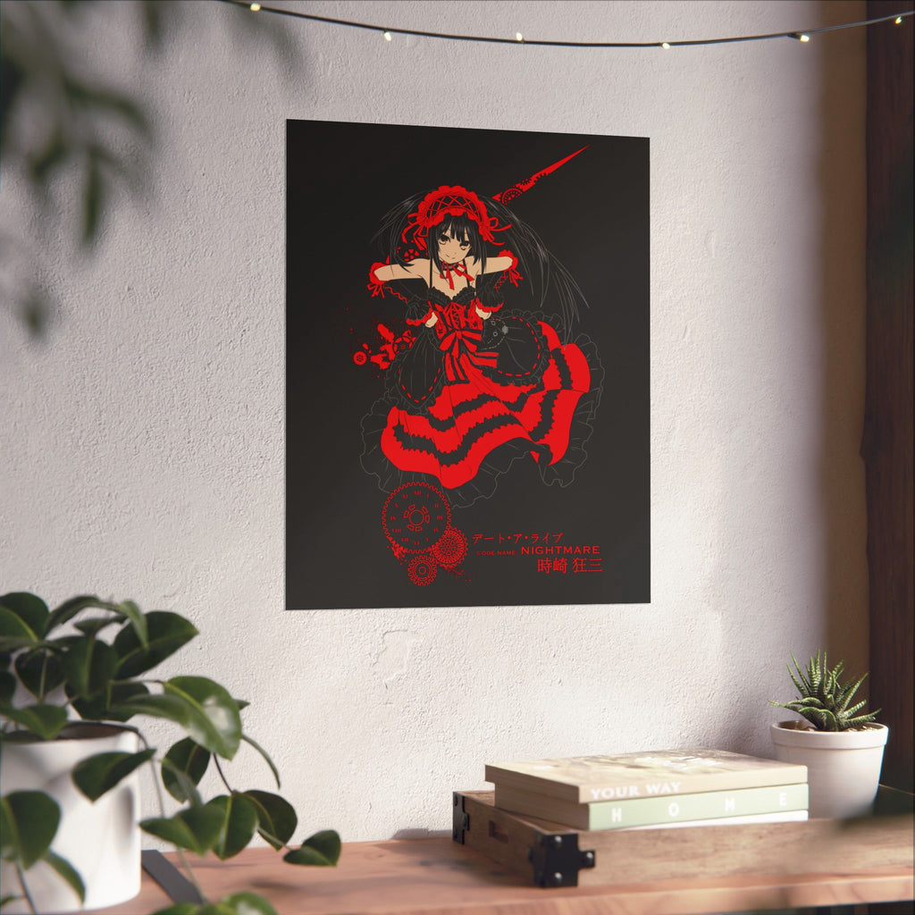 Anime Gothic Poster — Red & Black Kurumi Nightcore Matte Vertical Print