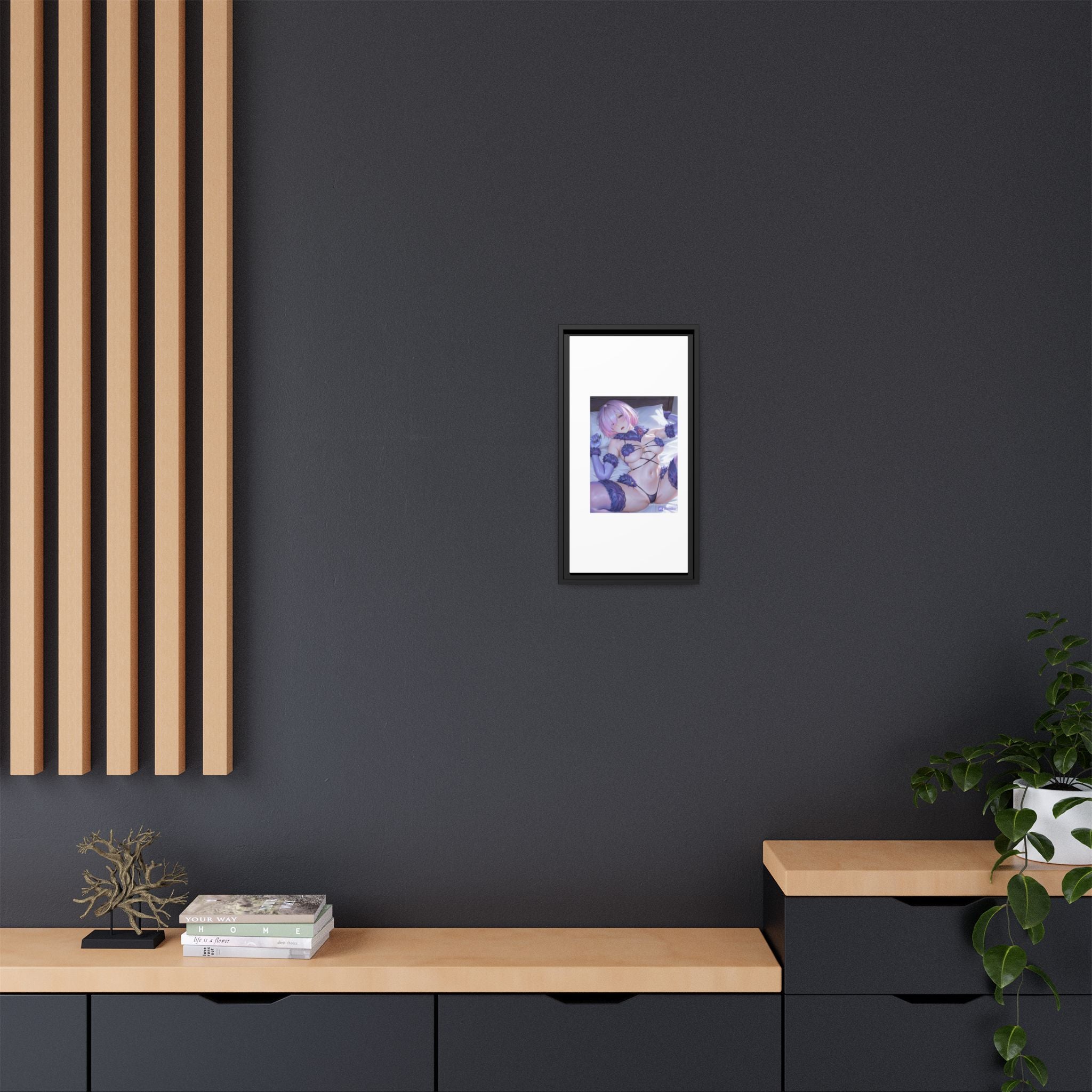Framed Matte Canvas — Anime Pin-Up Lingerie Art Print