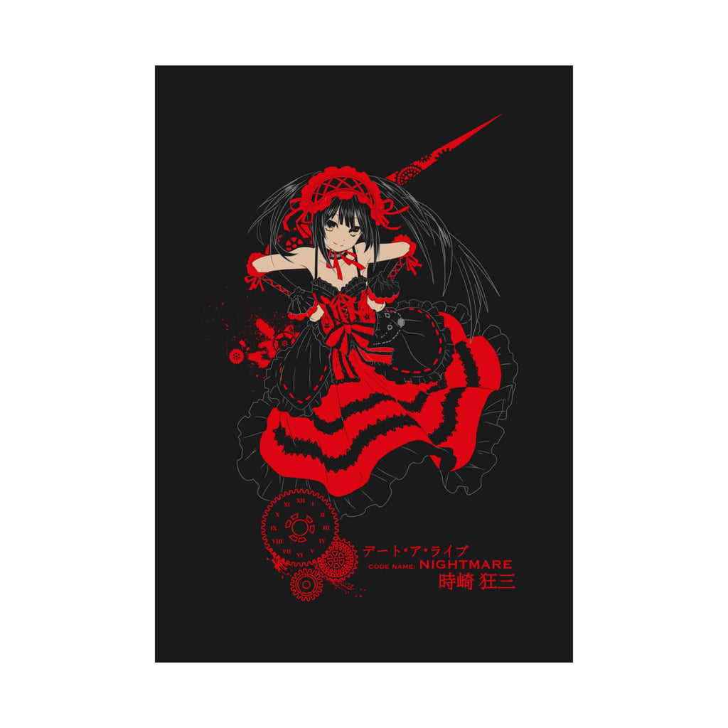 Anime Gothic Poster — Red & Black Kurumi Nightcore Matte Vertical Print