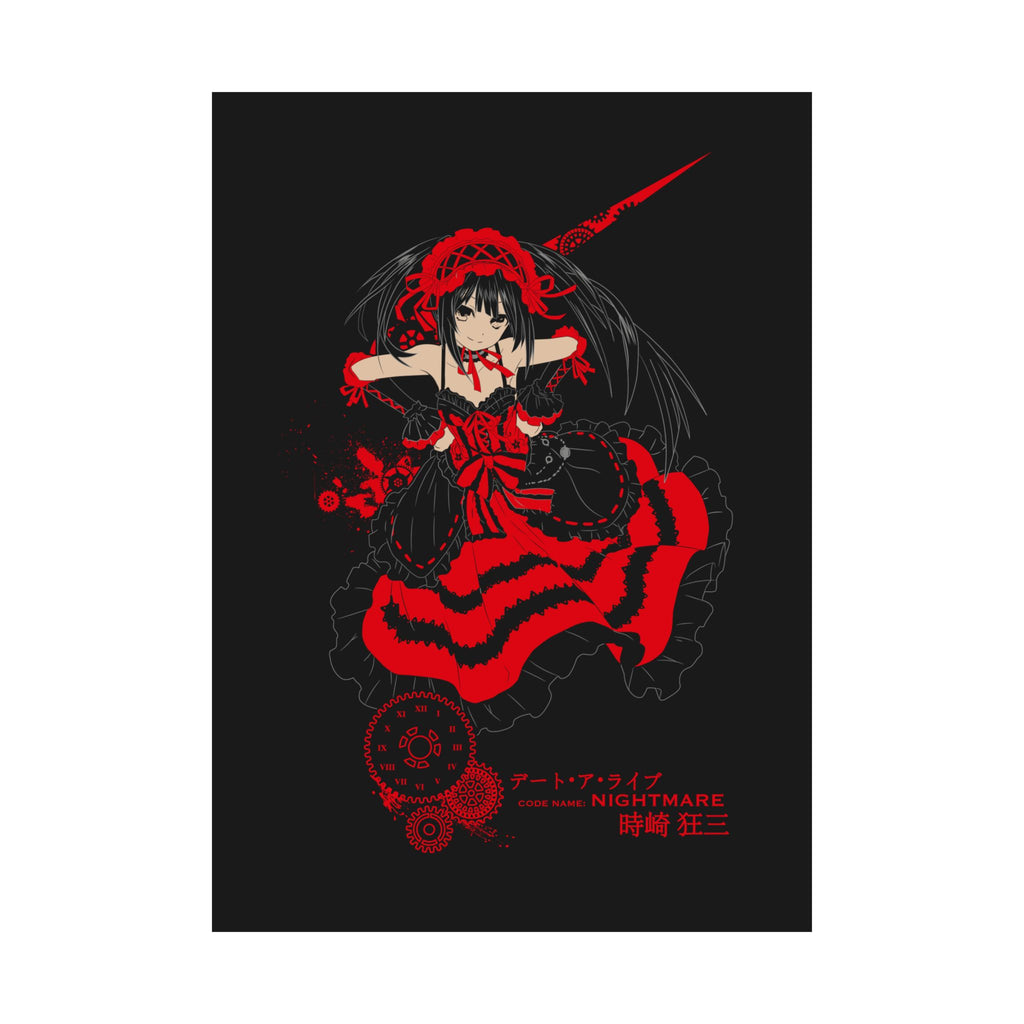 Anime Gothic Poster — Red & Black Kurumi Nightcore Matte Vertical Print